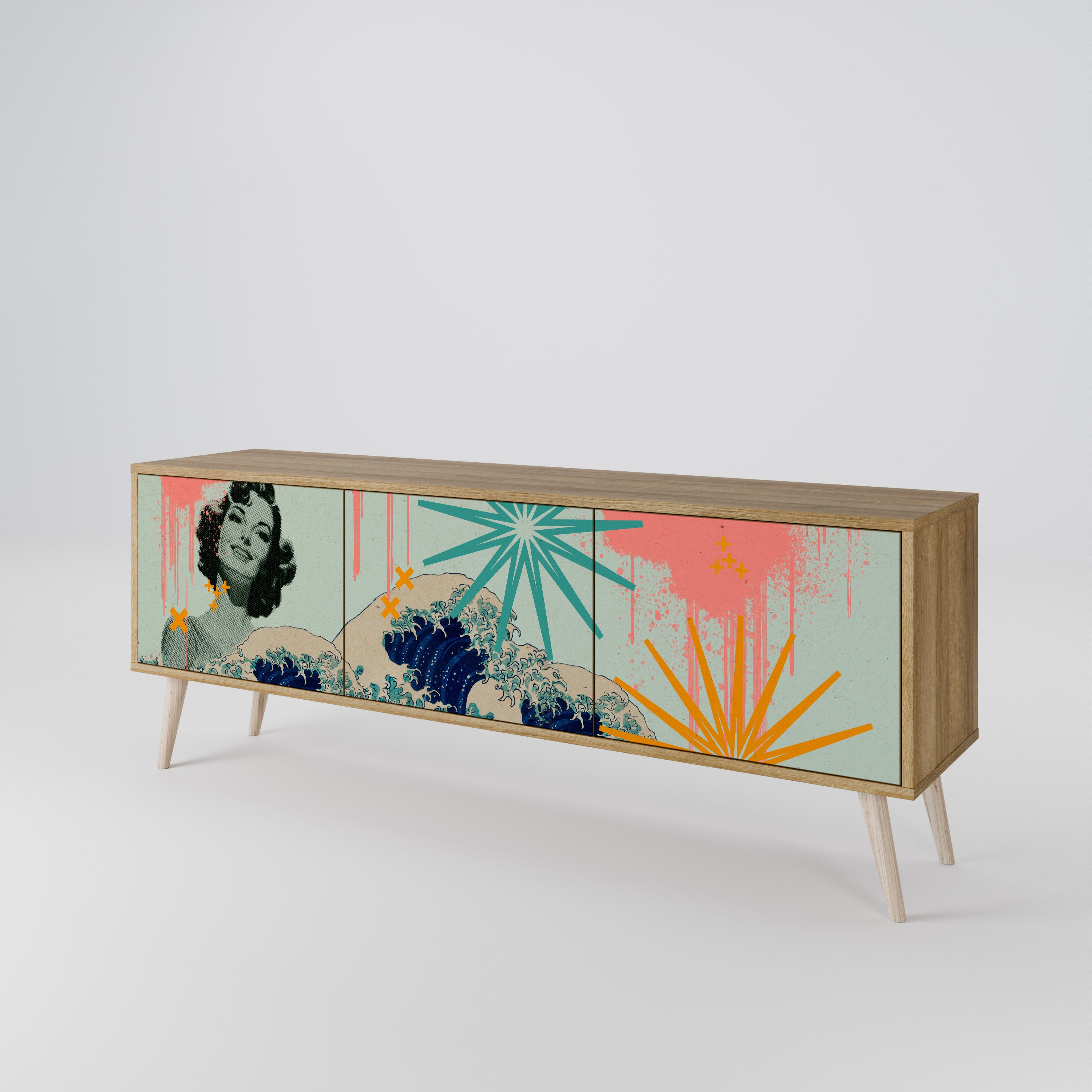 KANAGAWA BEAUTY 3-Door TV Cabinet