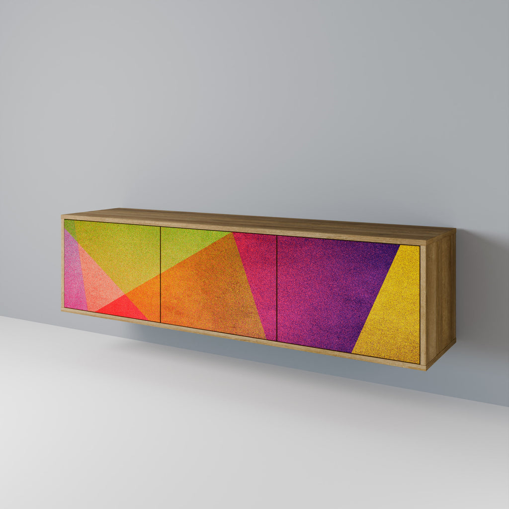 VIVID GEOMETRY TV-Lowboard mit 3 Türen in Eiche-Optik