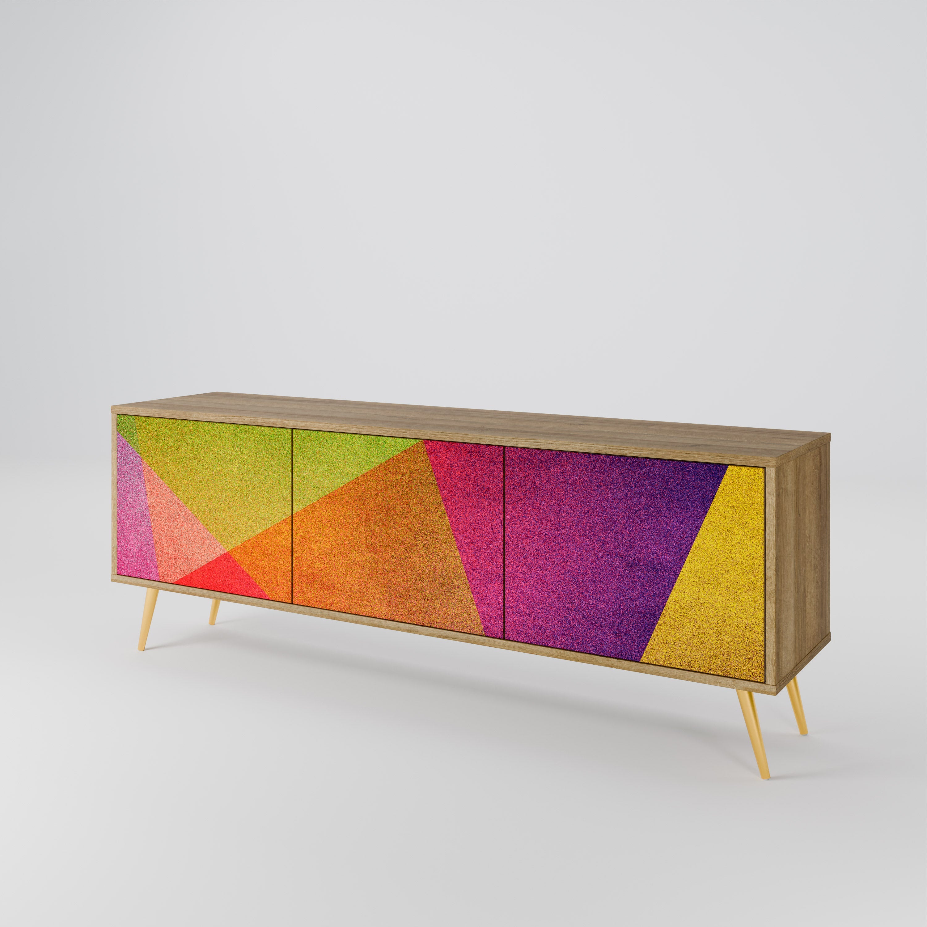 VIVID GEOMETRY TV-Lowboard mit 3 Türen in Eiche-Optik