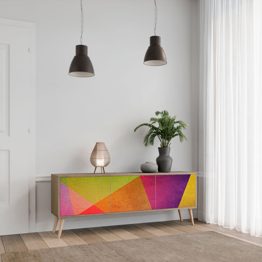 VIVID GEOMETRY TV-Lowboard mit 3 Türen in Eiche-Optik