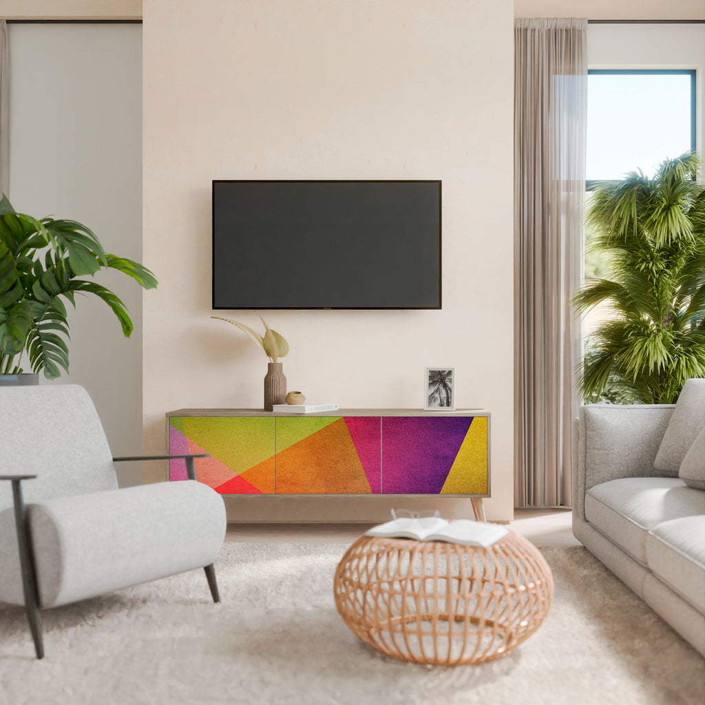 VIVID GEOMETRY TV-Lowboard mit 3 Türen in Eiche-Optik