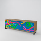 STREAMER TANGLE 3-Door TV Stand in Oak Effect