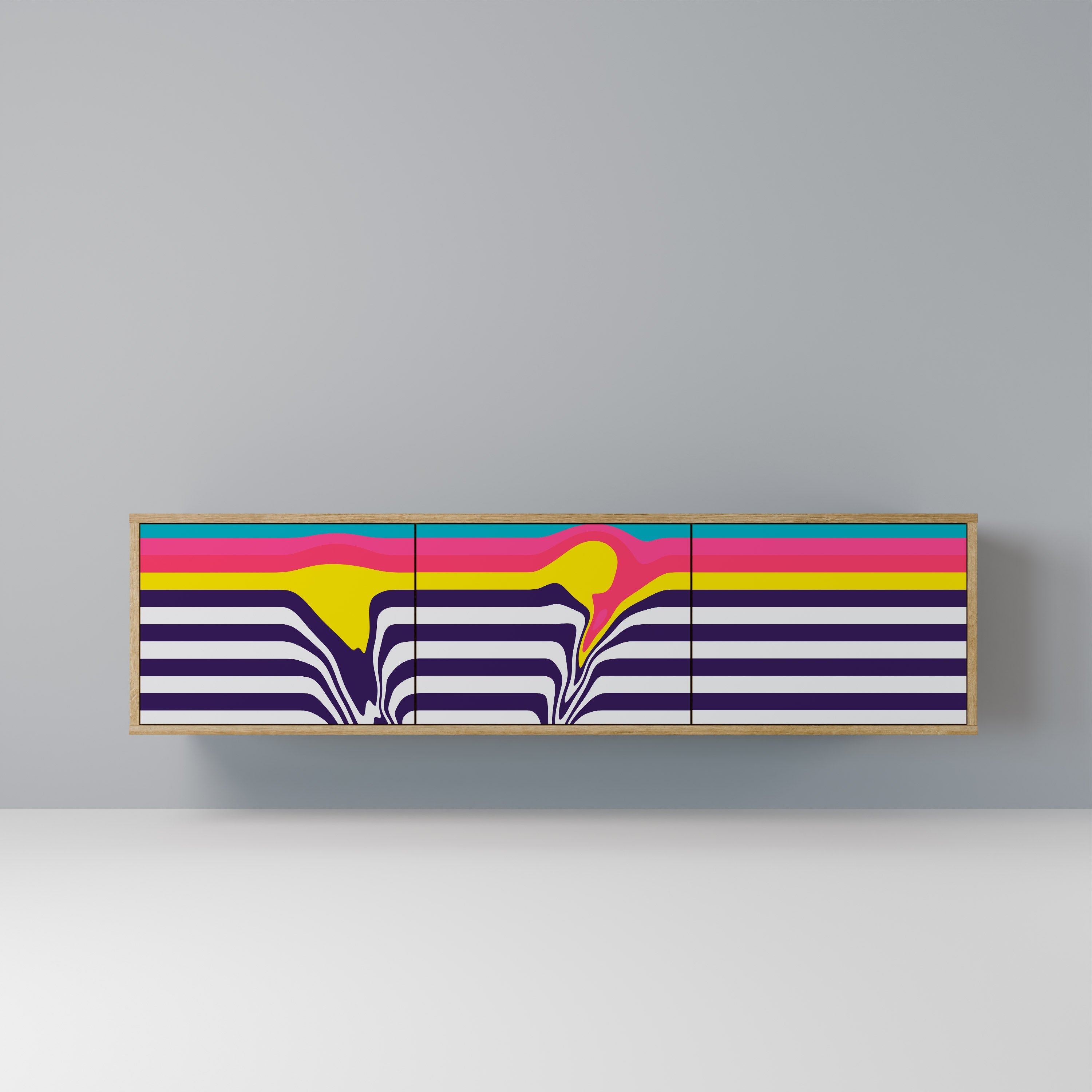 TONE COLLAPSE 3-Door TV Stand in Oak Effect