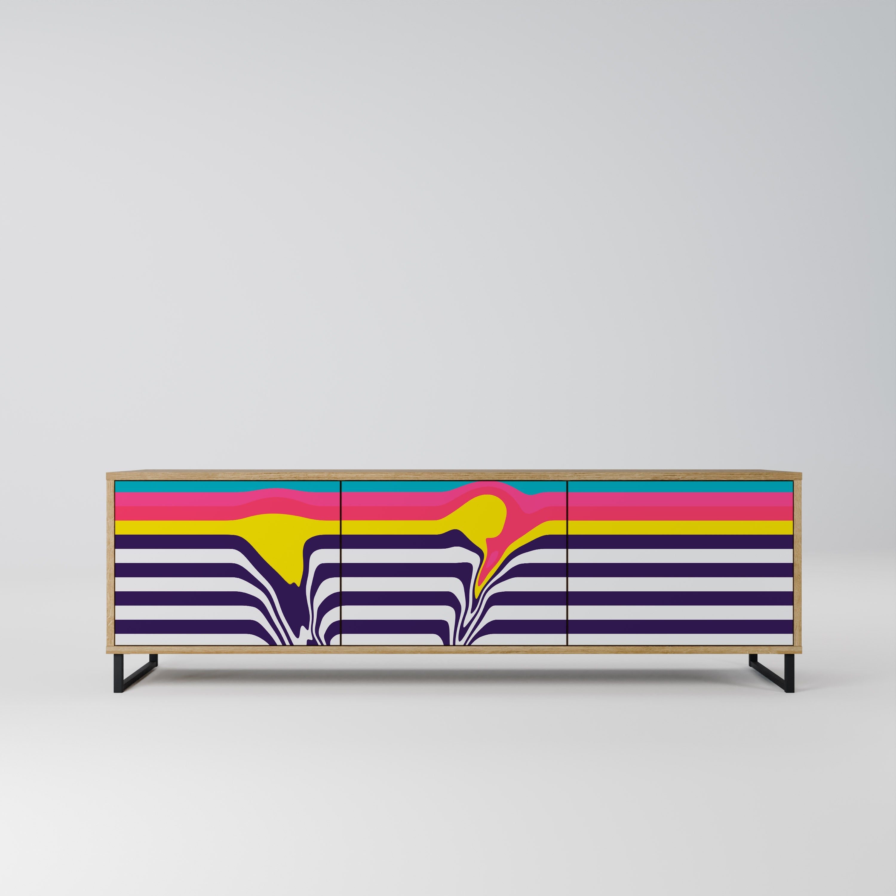 TONE COLLAPSE 3-Door TV Stand in Oak Effect