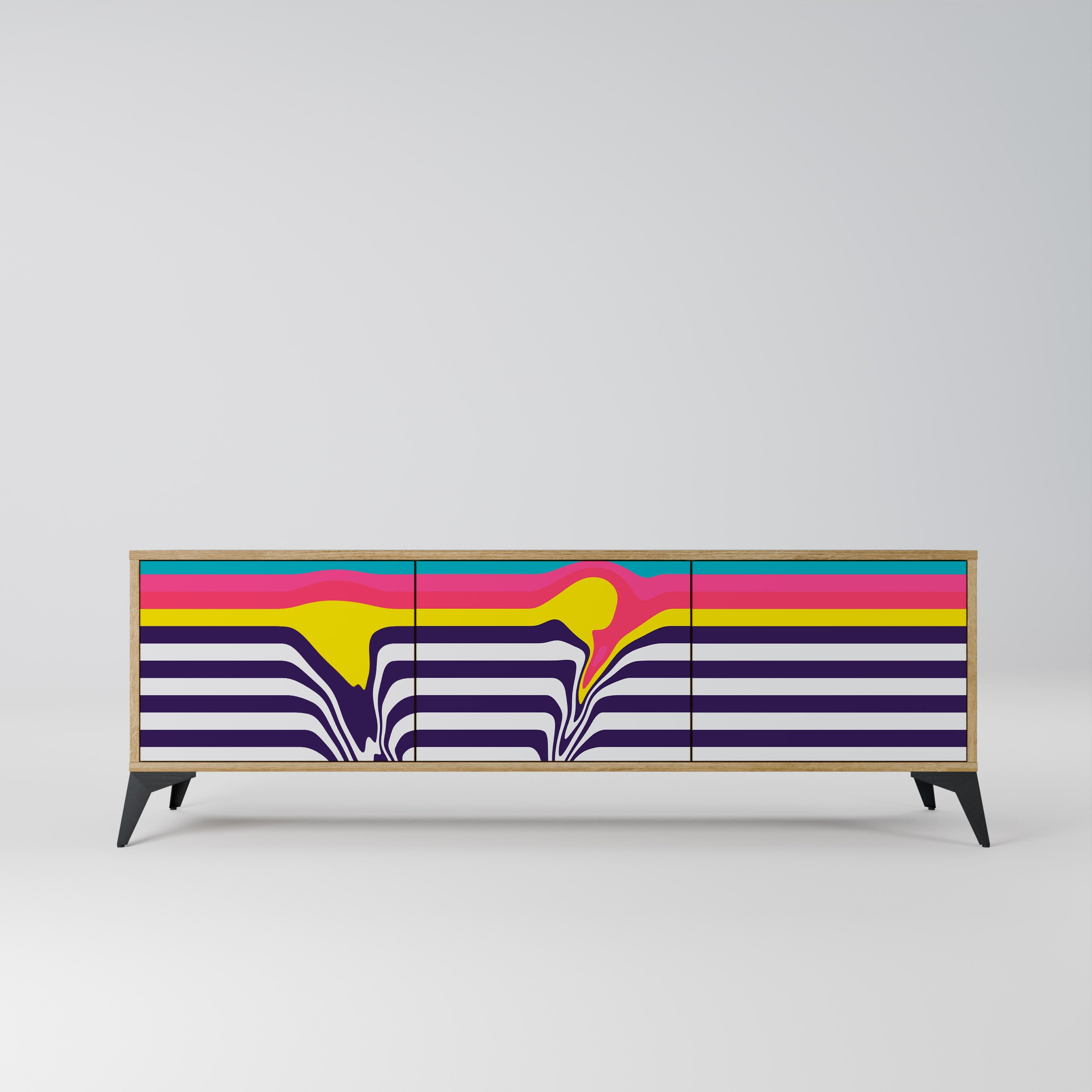 TONE COLLAPSE 3-Door TV Stand in Oak Effect