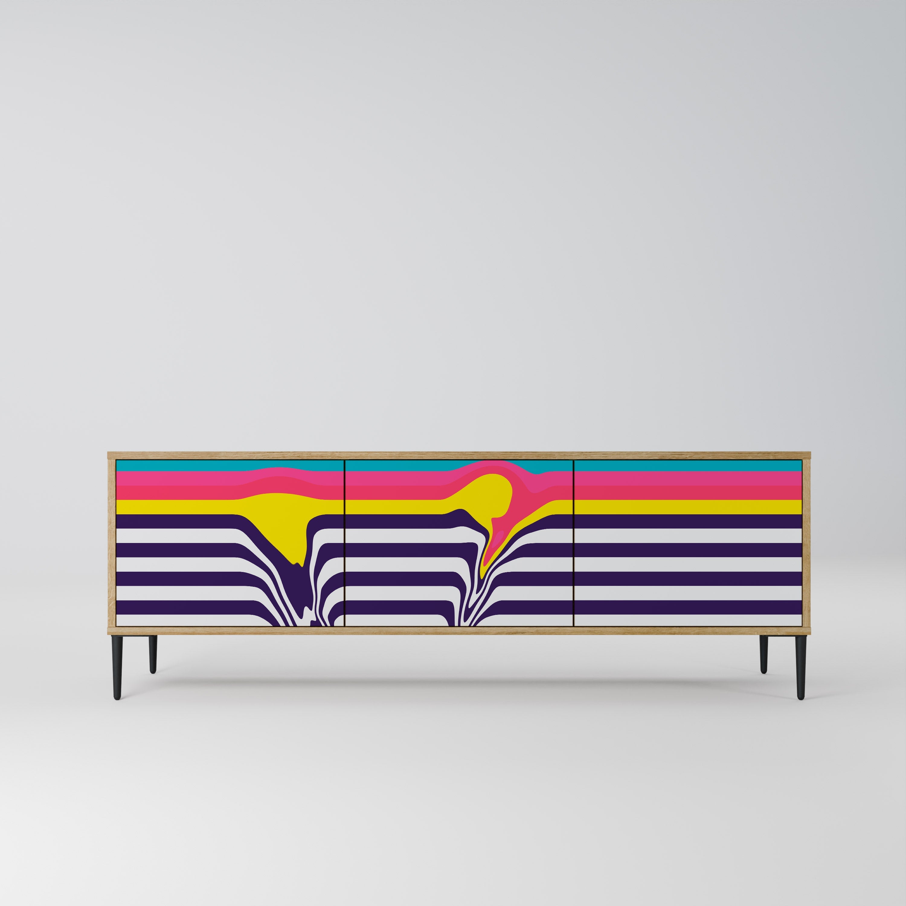 TONE COLLAPSE 3-Door TV Stand in Oak Effect