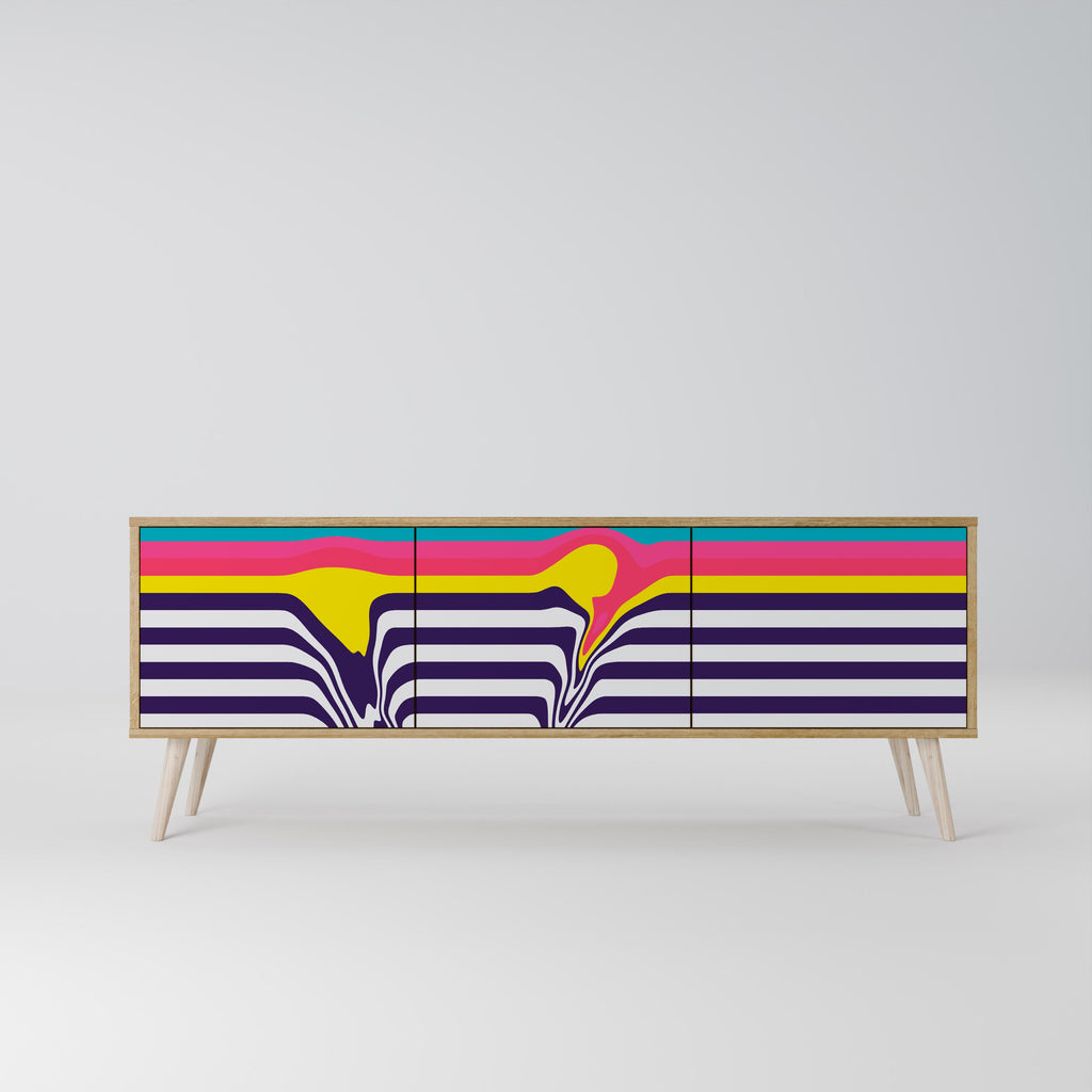 TONE COLLAPSE 3-Door TV Stand in Oak Effect