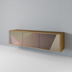 BEIGE GEOMETRY 3-Door TV Stand in Oak Effect