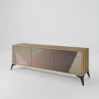BEIGE GEOMETRY 3-Door TV Stand in Oak Effect