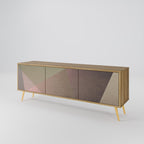 BEIGE GEOMETRY 3-Door TV Stand in Oak Effect