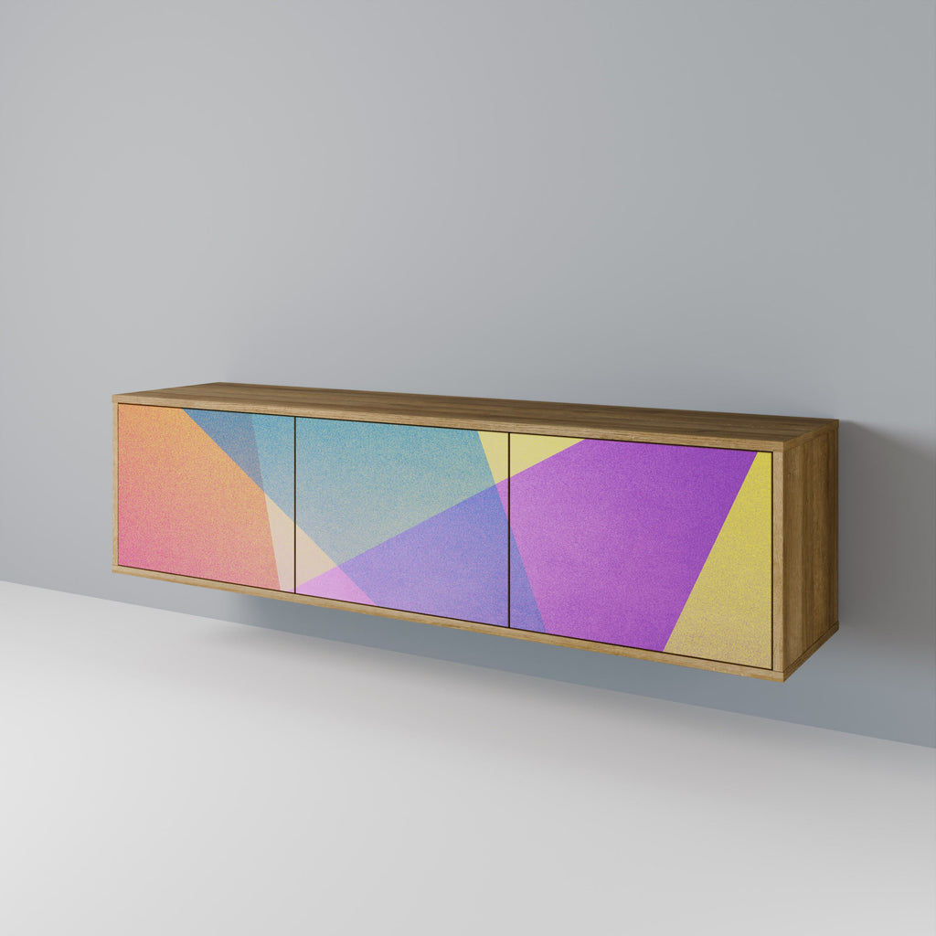 BRIGHT GEOMETRY 3-Door TV Stand in Oak Effect