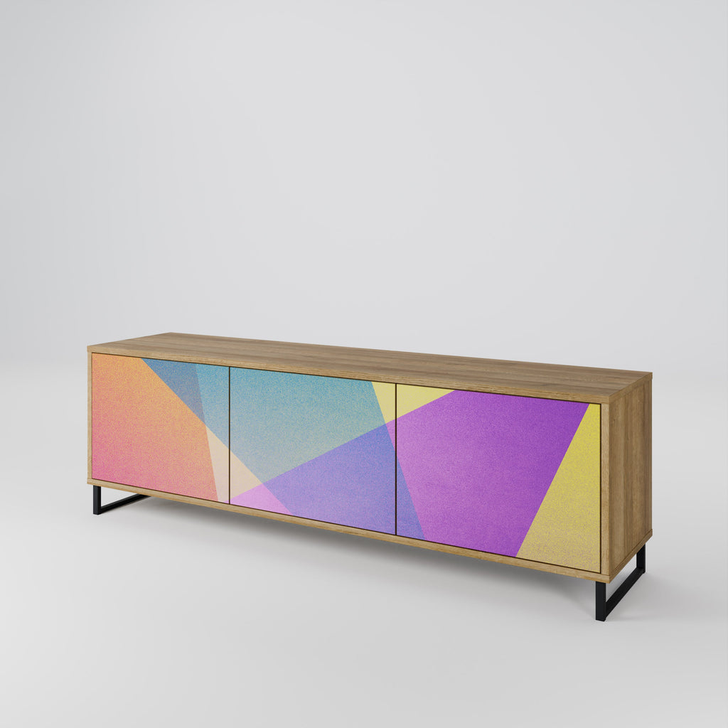 BRIGHT GEOMETRY 3-Door TV Stand in Oak Effect