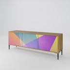 BRIGHT GEOMETRY 3-Door TV Stand in Oak Effect