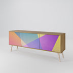 BRIGHT GEOMETRY 3-Door TV Stand in Oak Effect