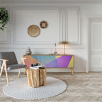 BRIGHT GEOMETRY 3-Door TV Stand in Oak Effect