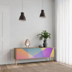 BRIGHT GEOMETRY 3-Door TV Stand in Oak Effect