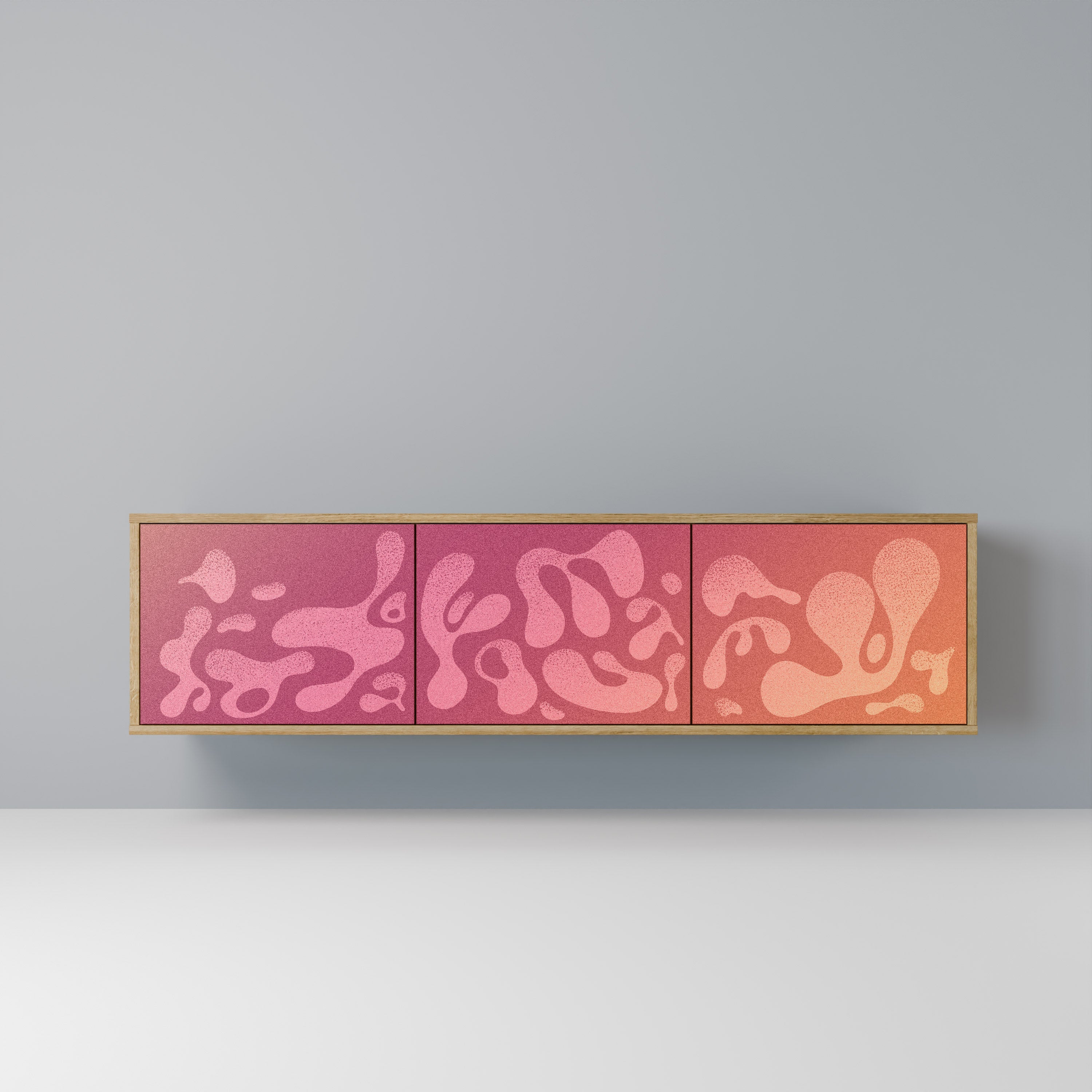 IRREGULAR PINK TV-Lowboard mit 3 Türen in Eiche-Optik