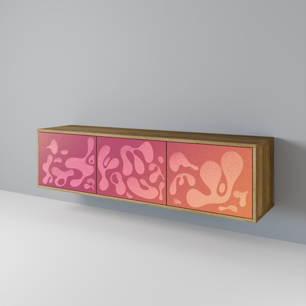 IRREGULAR PINK TV-Lowboard mit 3 Türen in Eiche-Optik