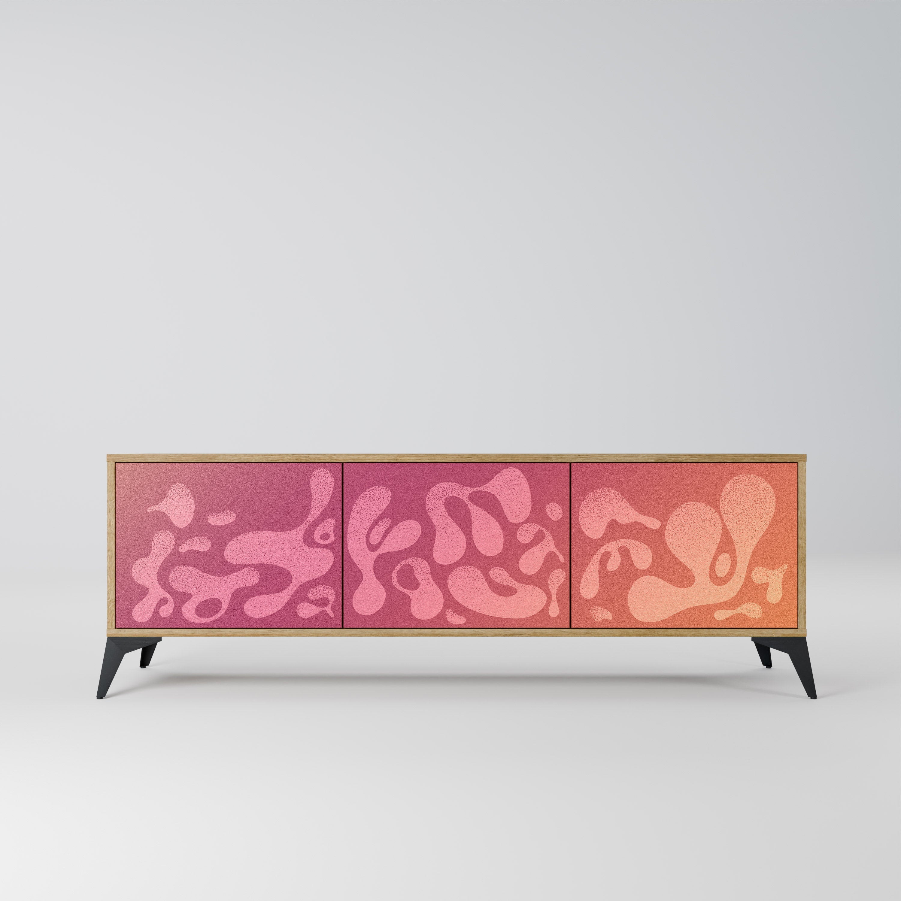 IRREGULAR PINK TV-Lowboard mit 3 Türen in Eiche-Optik