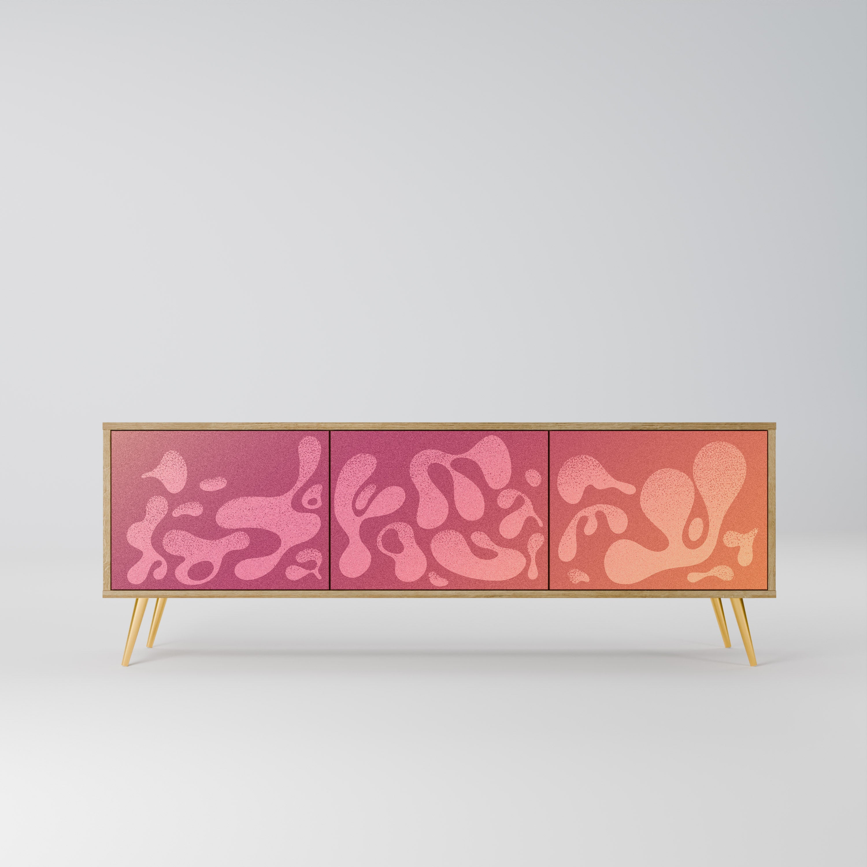 IRREGULAR PINK TV-Lowboard mit 3 Türen in Eiche-Optik