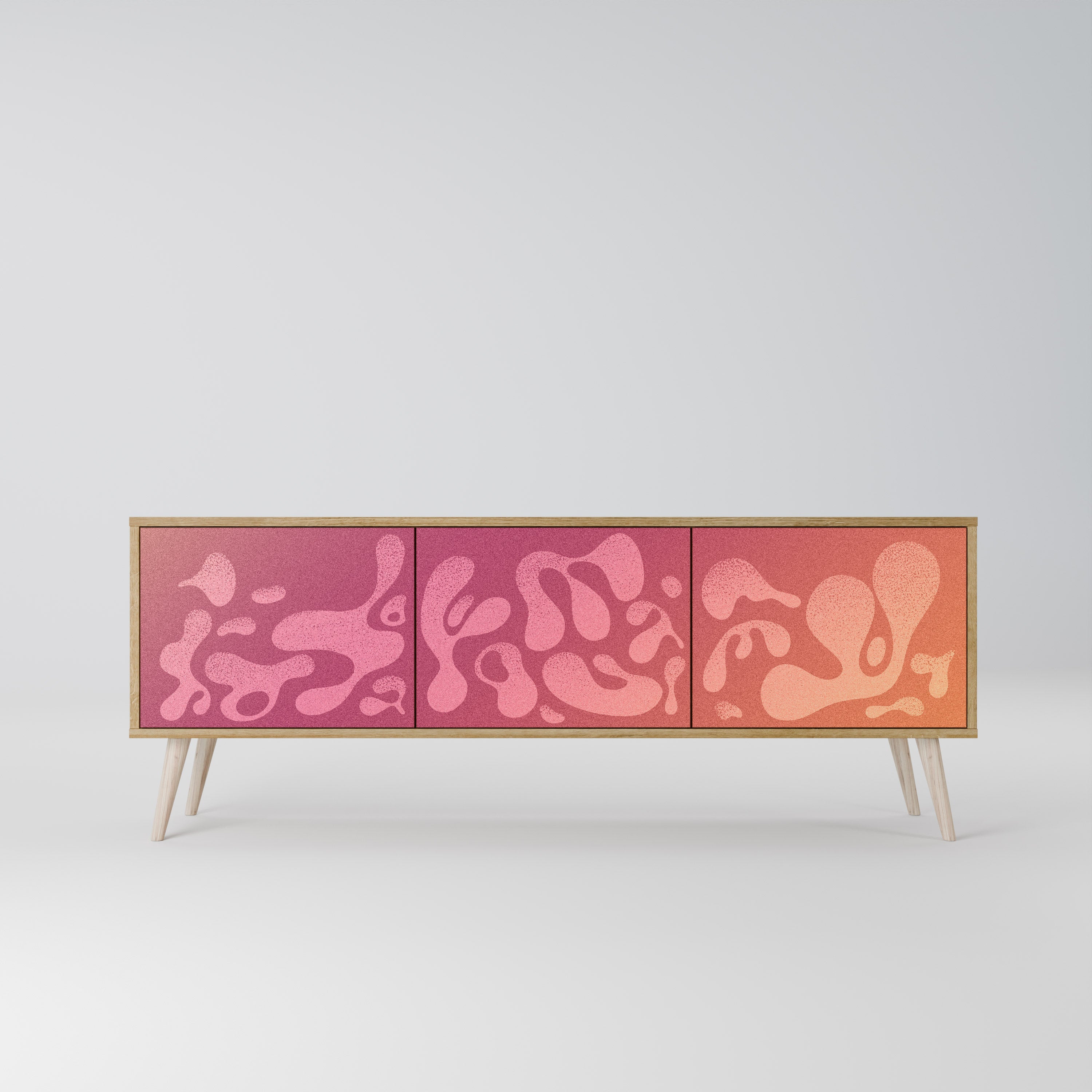 IRREGULAR PINK TV-Lowboard mit 3 Türen in Eiche-Optik