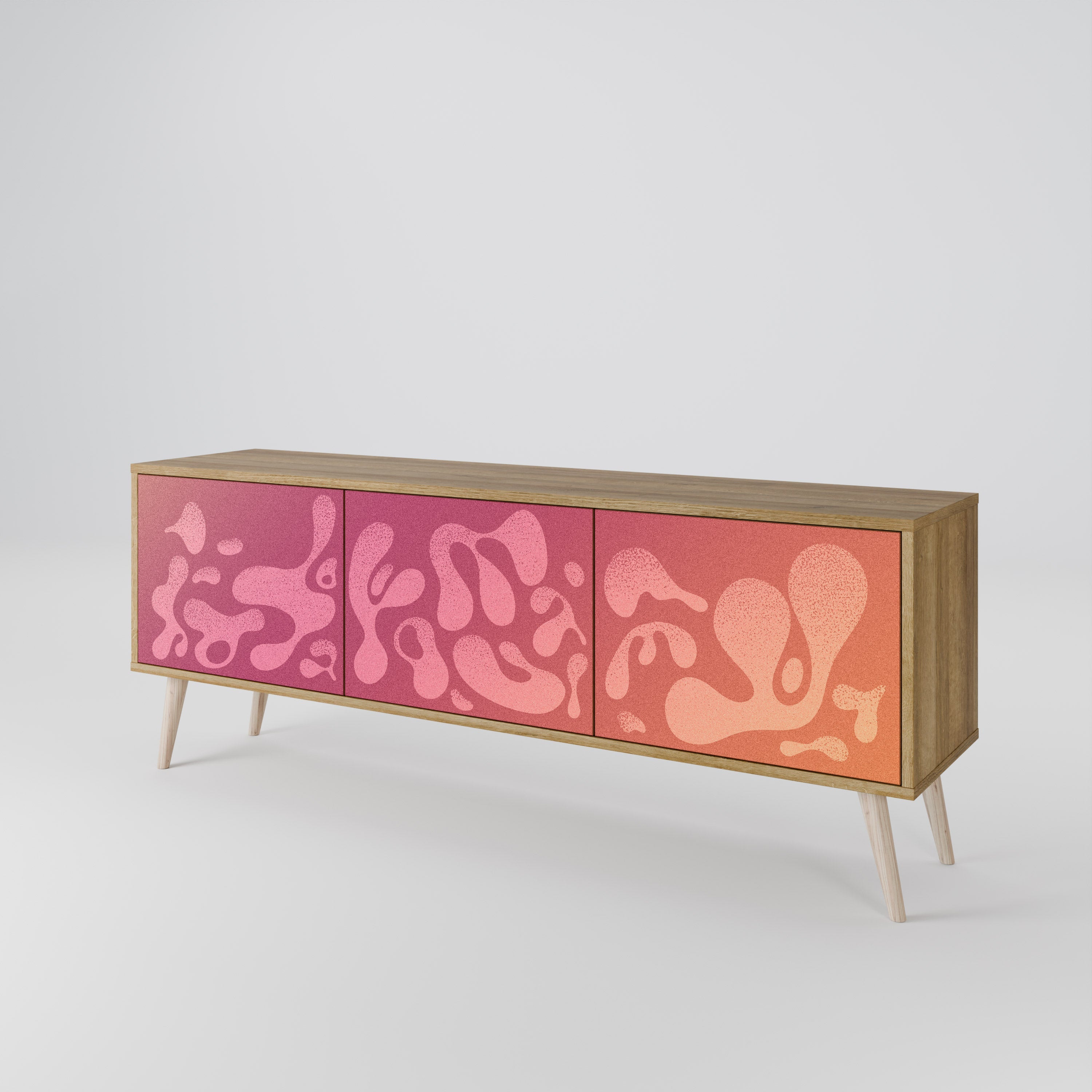 IRREGULAR PINK TV-Lowboard mit 3 Türen in Eiche-Optik