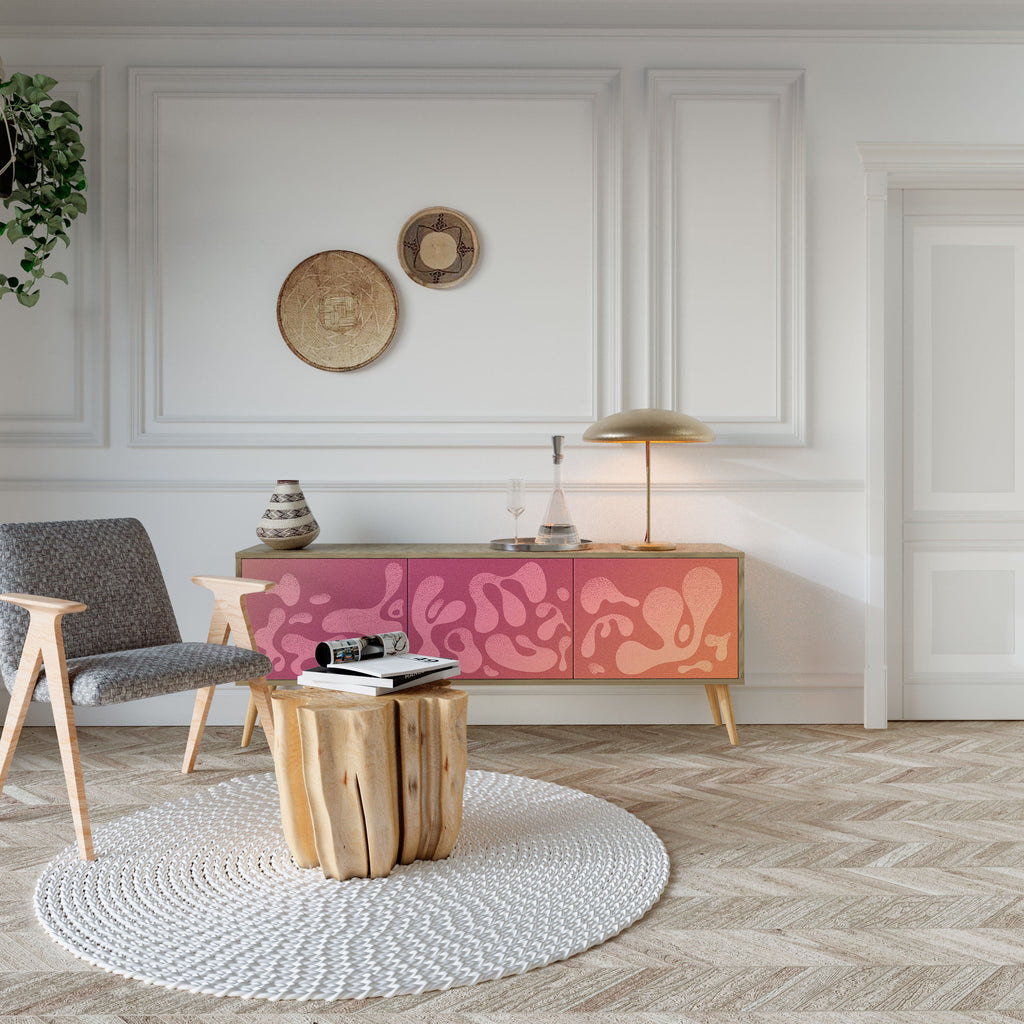 IRREGULAR PINK TV-Lowboard mit 3 Türen in Eiche-Optik