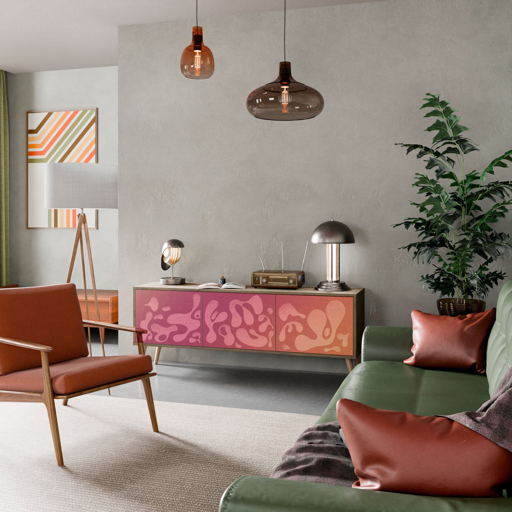 IRREGULAR PINK TV-Lowboard mit 3 Türen in Eiche-Optik