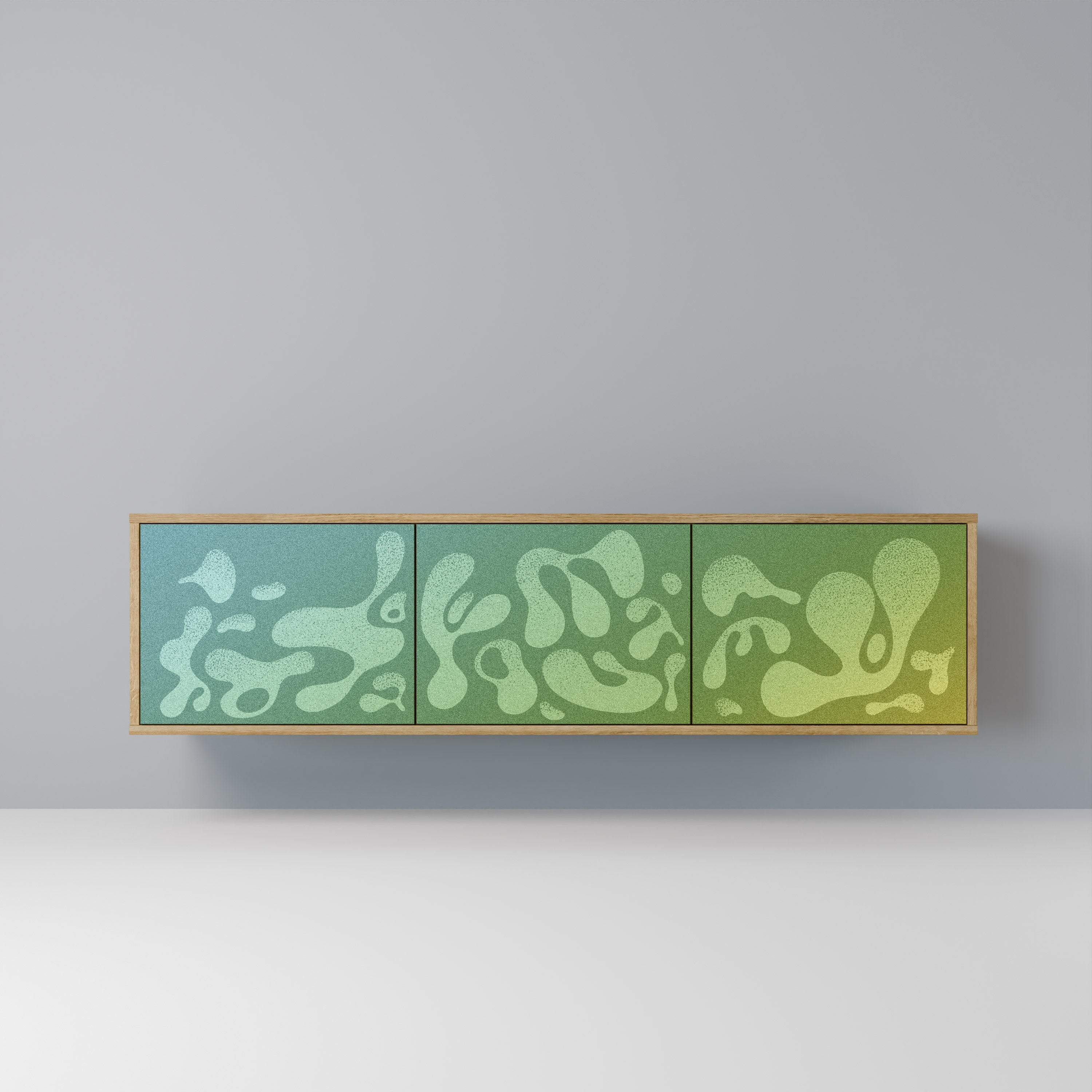 IRREGULAR BLUE TV-Lowboard mit 3 Türen in Eiche-Optik