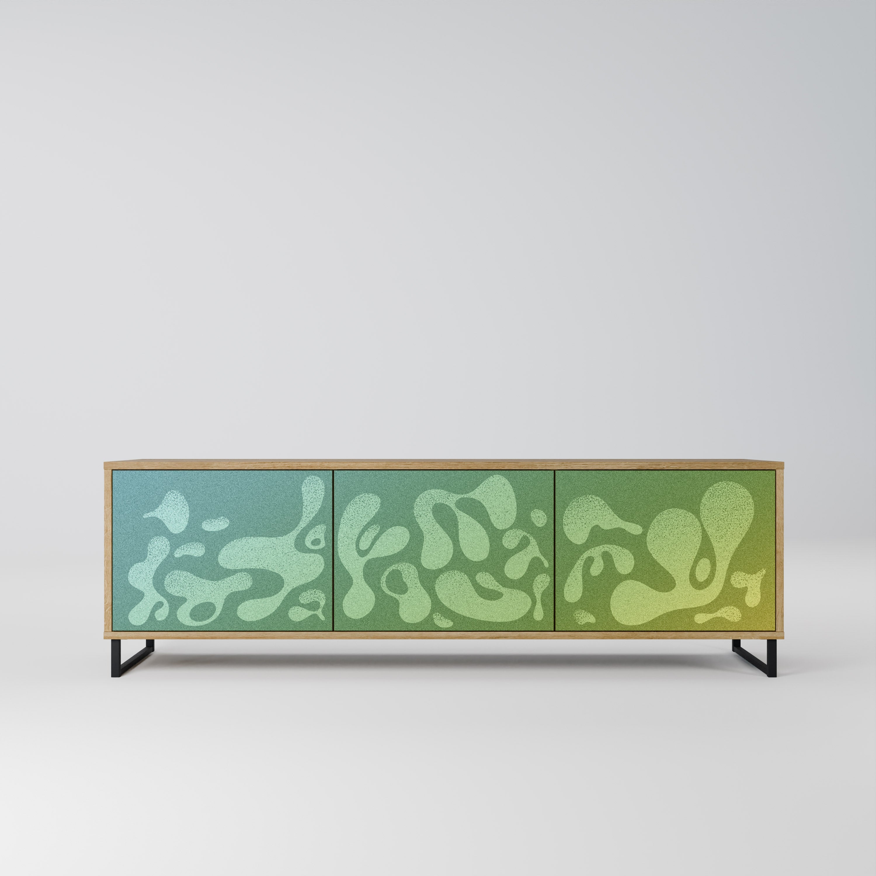 IRREGULAR BLUE TV-Lowboard mit 3 Türen in Eiche-Optik