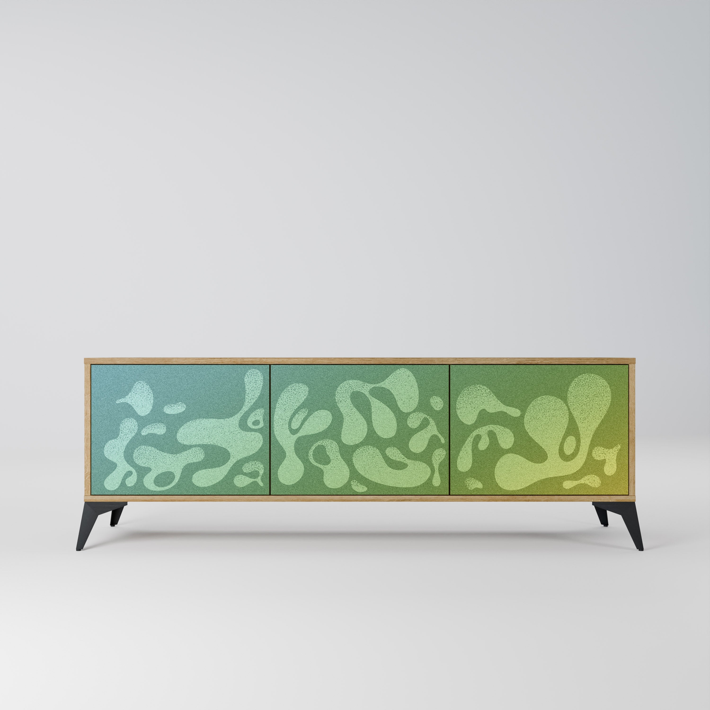 IRREGULAR BLUE TV-Lowboard mit 3 Türen in Eiche-Optik