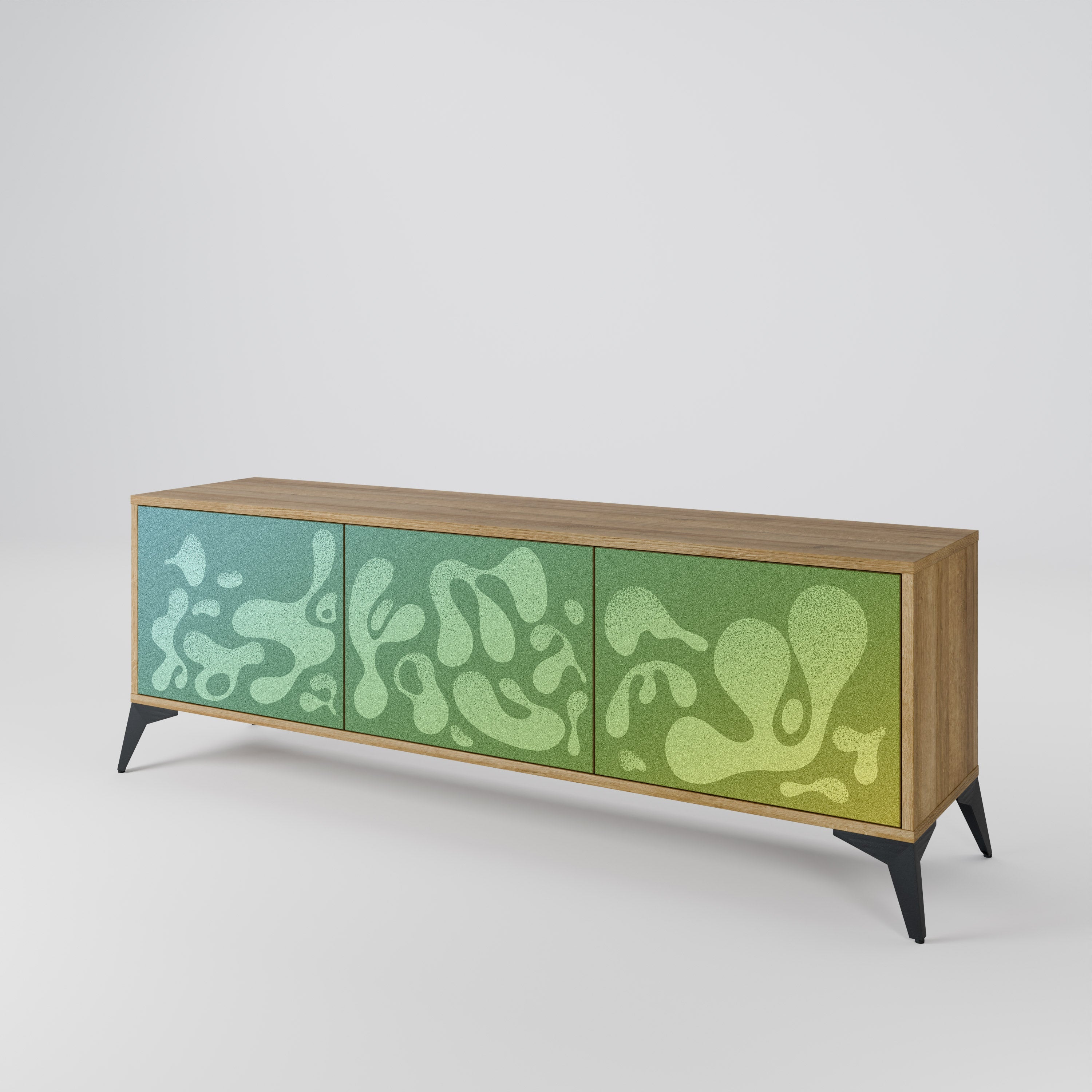 IRREGULAR BLUE TV-Lowboard mit 3 Türen in Eiche-Optik