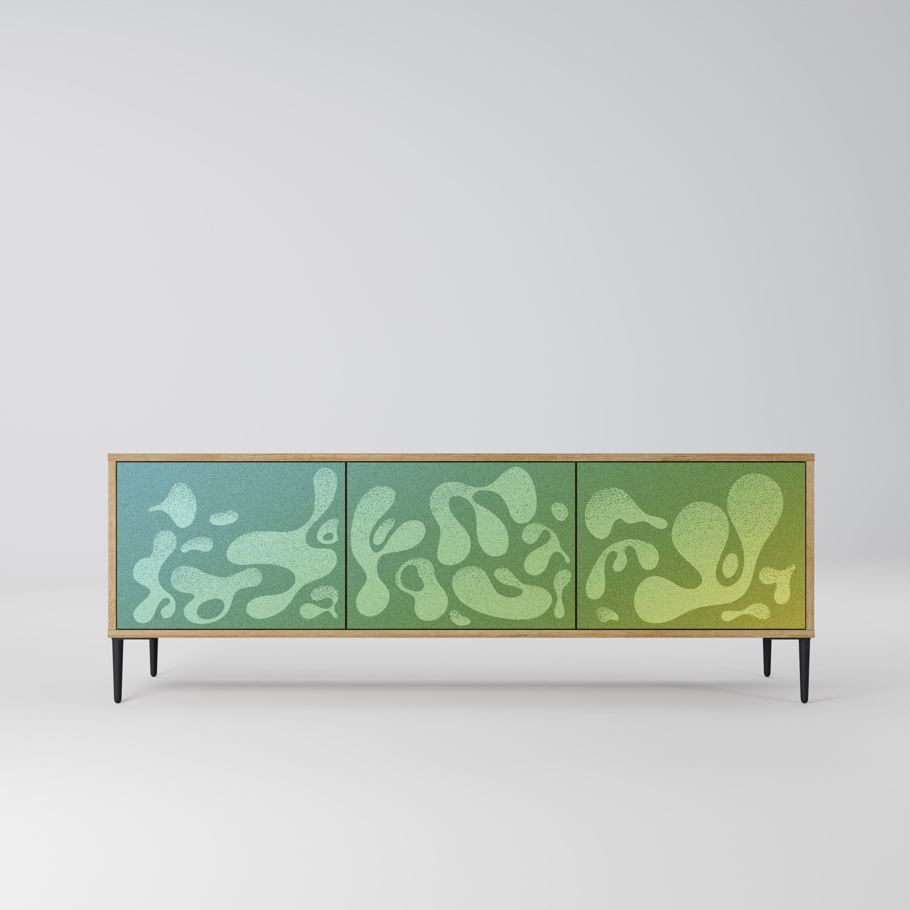 IRREGULAR BLUE TV-Lowboard mit 3 Türen in Eiche-Optik