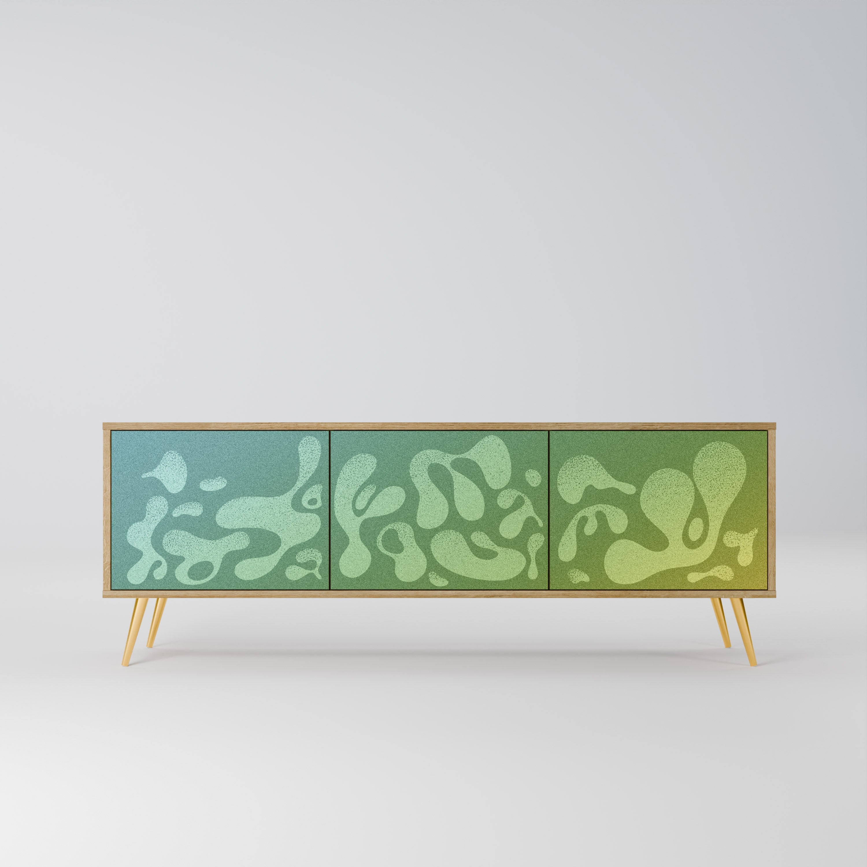 IRREGULAR BLUE TV-Lowboard mit 3 Türen in Eiche-Optik