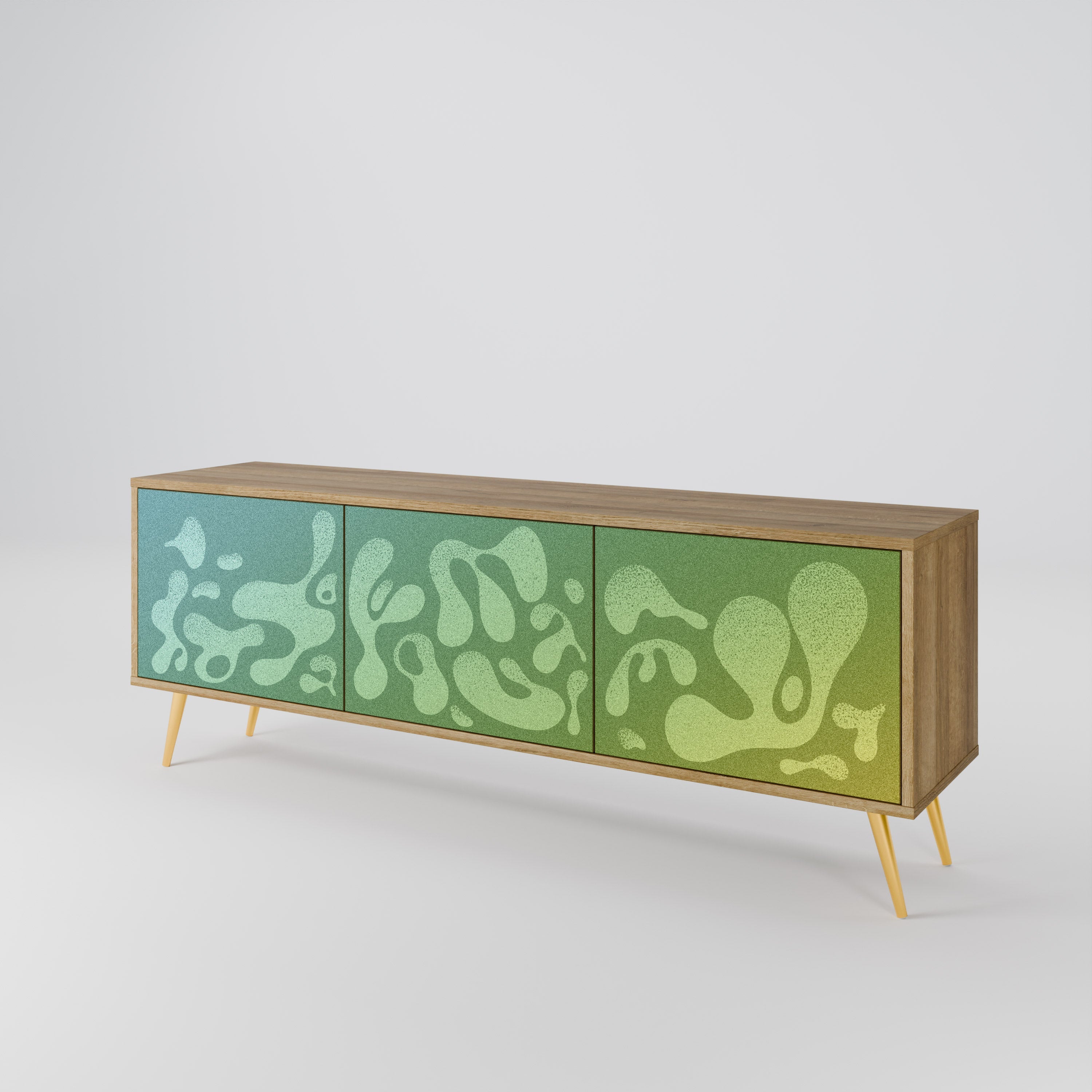 IRREGULAR BLUE TV-Lowboard mit 3 Türen in Eiche-Optik