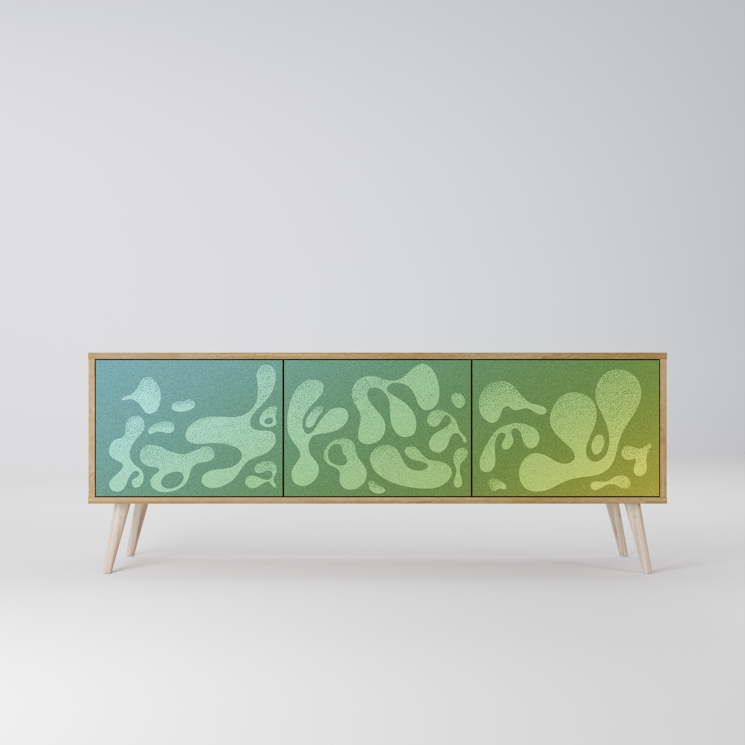 IRREGULAR BLUE TV-Lowboard mit 3 Türen in Eiche-Optik