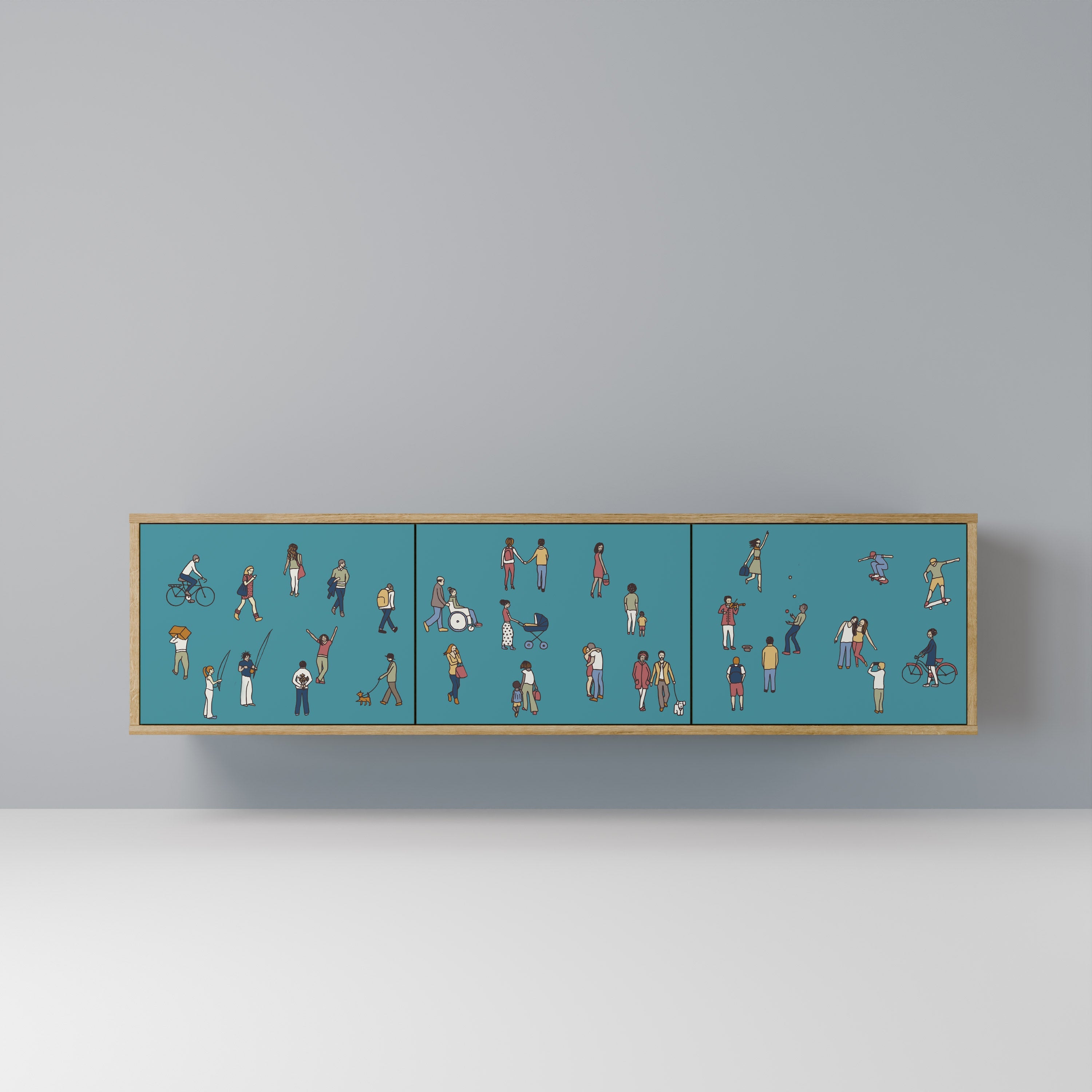 COLLECTIVE STREAM TV-Lowboard mit 3 Türen in Eiche-Optik