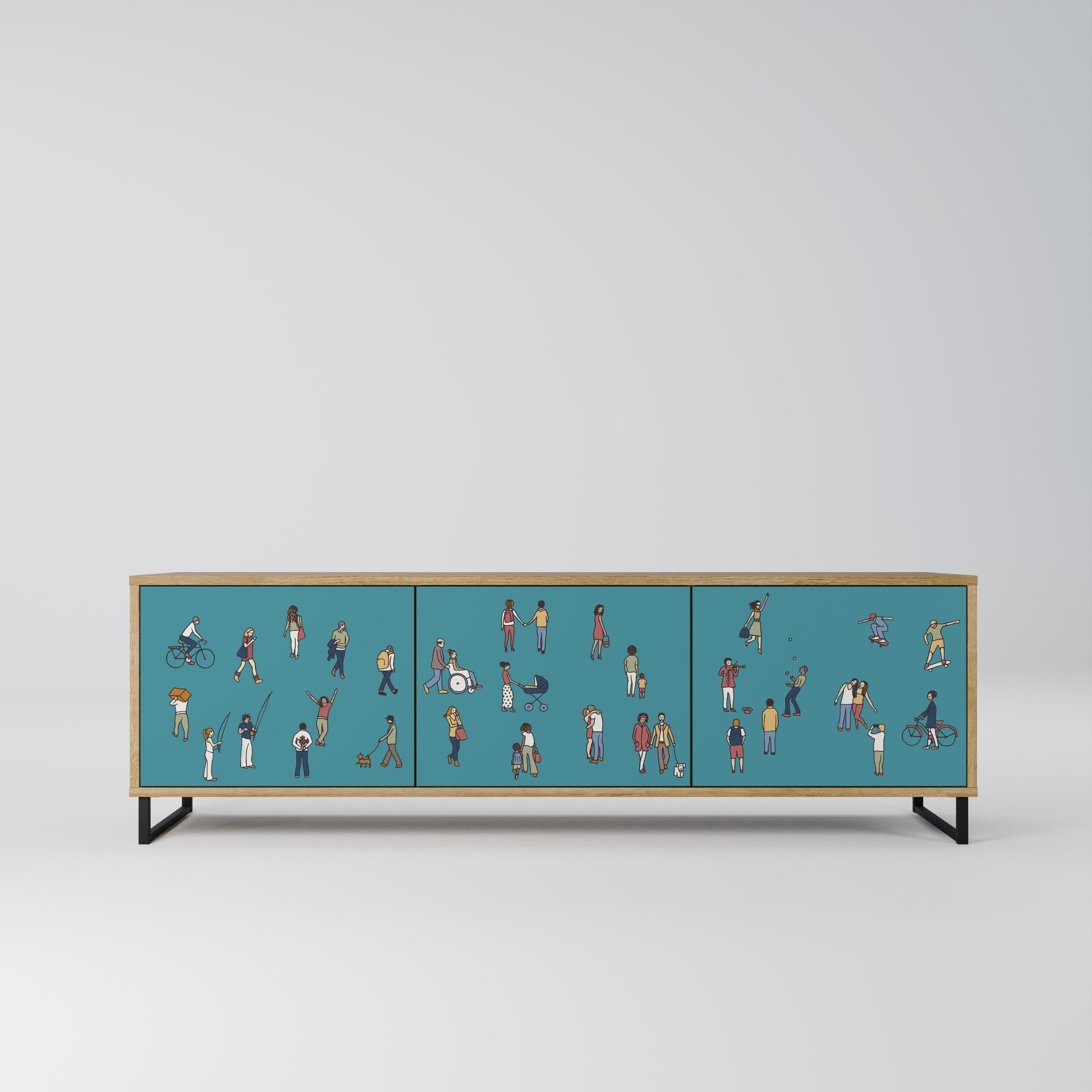 COLLECTIVE STREAM TV-Lowboard mit 3 Türen in Eiche-Optik