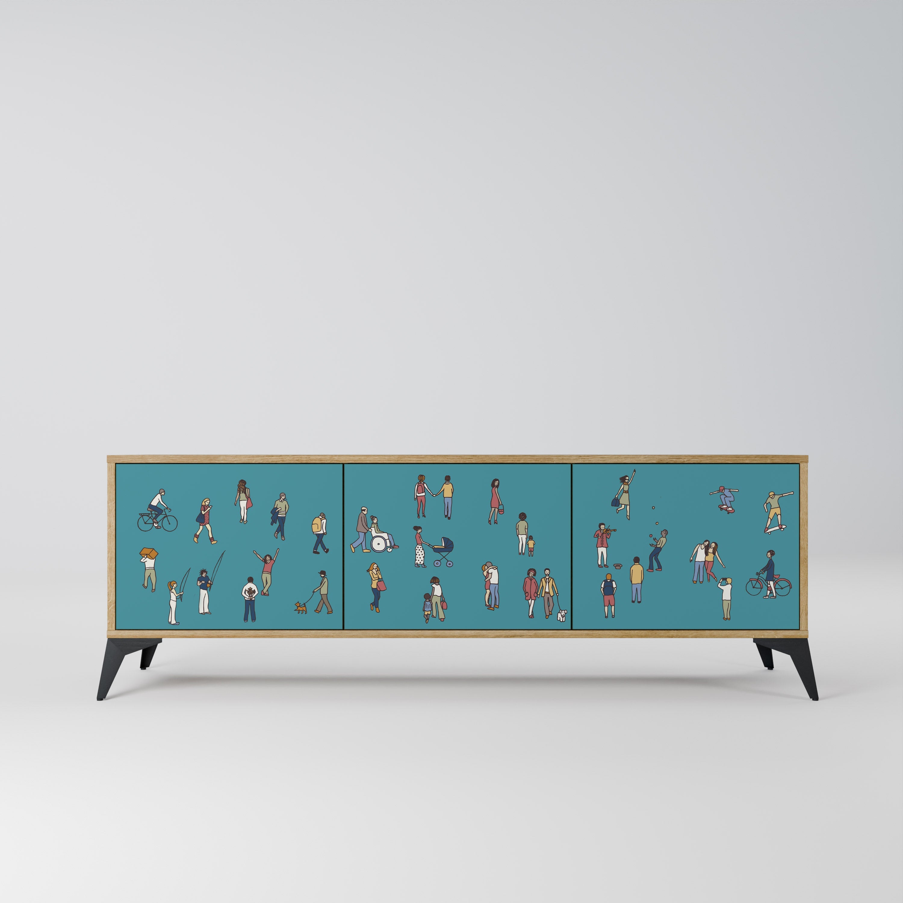 COLLECTIVE STREAM TV-Lowboard mit 3 Türen in Eiche-Optik