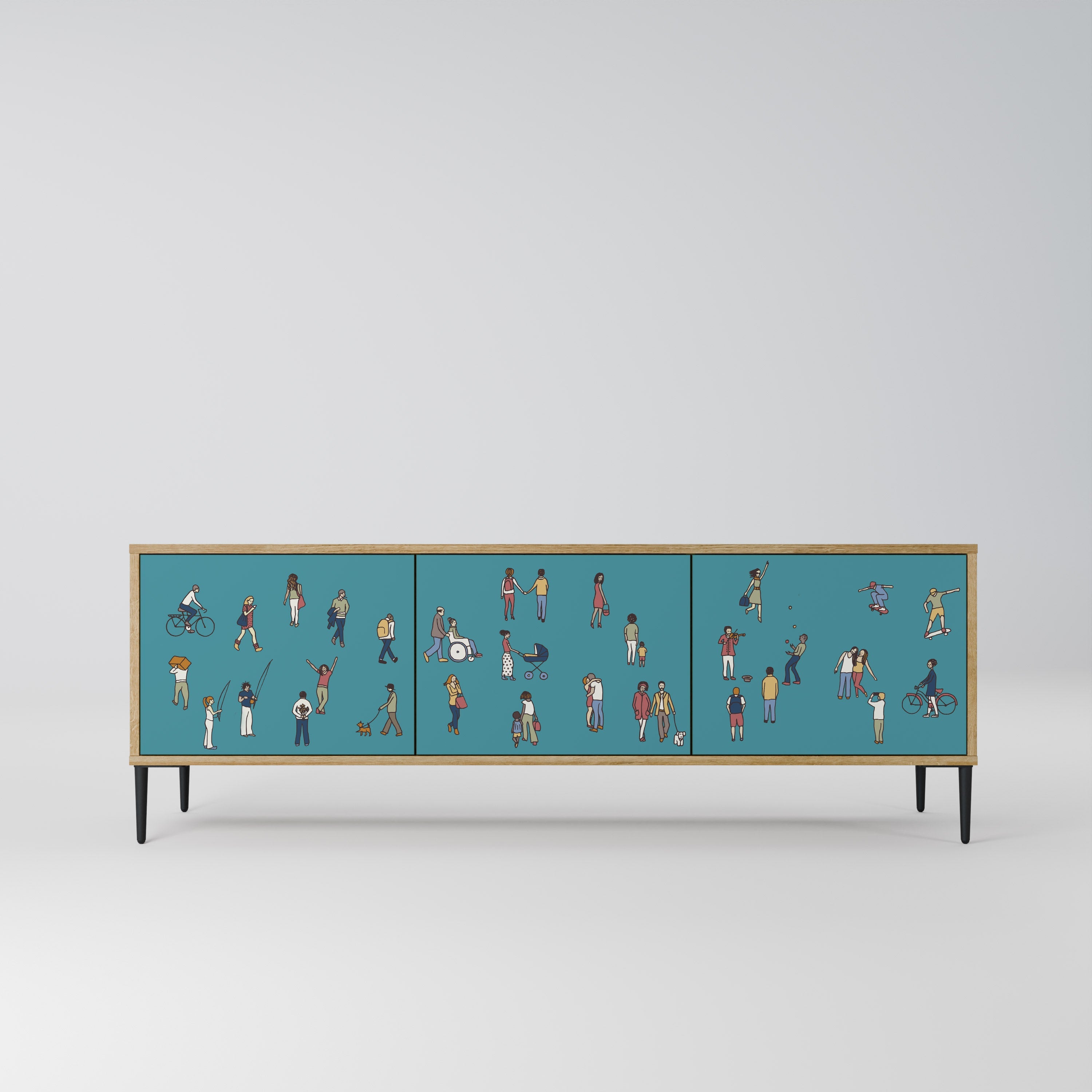 COLLECTIVE STREAM TV-Lowboard mit 3 Türen in Eiche-Optik