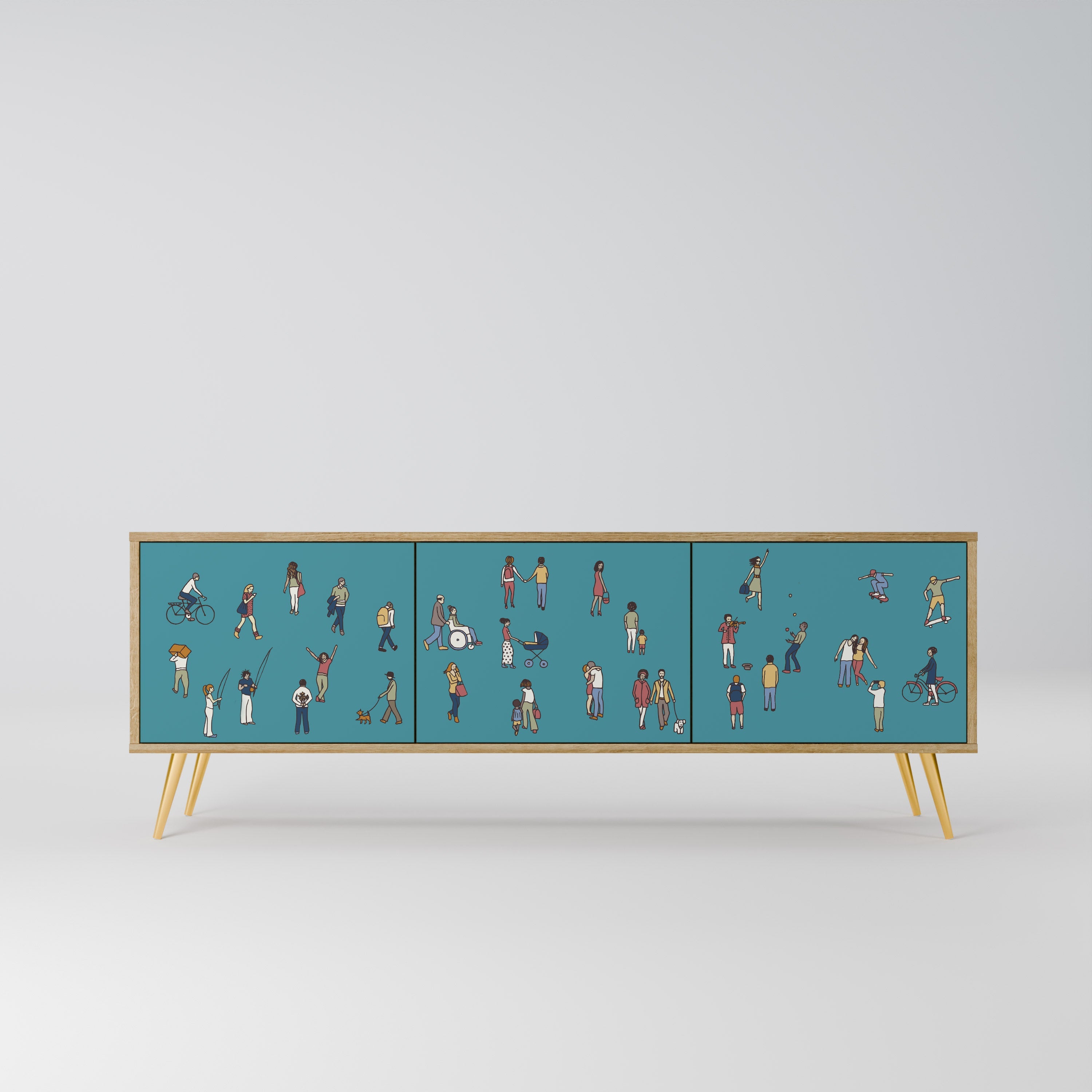 COLLECTIVE STREAM TV-Lowboard mit 3 Türen in Eiche-Optik