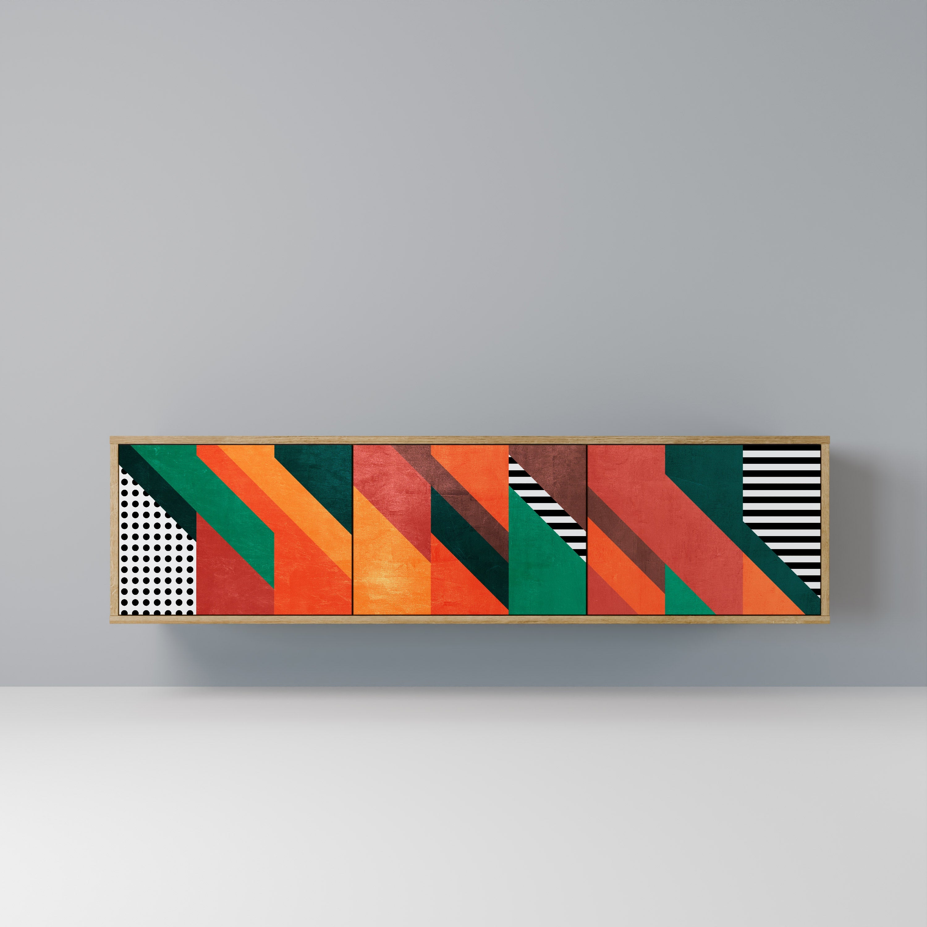 MAKESHIFT ARTISTRY TV-Lowboard mit 3 Türen in Eiche-Optik