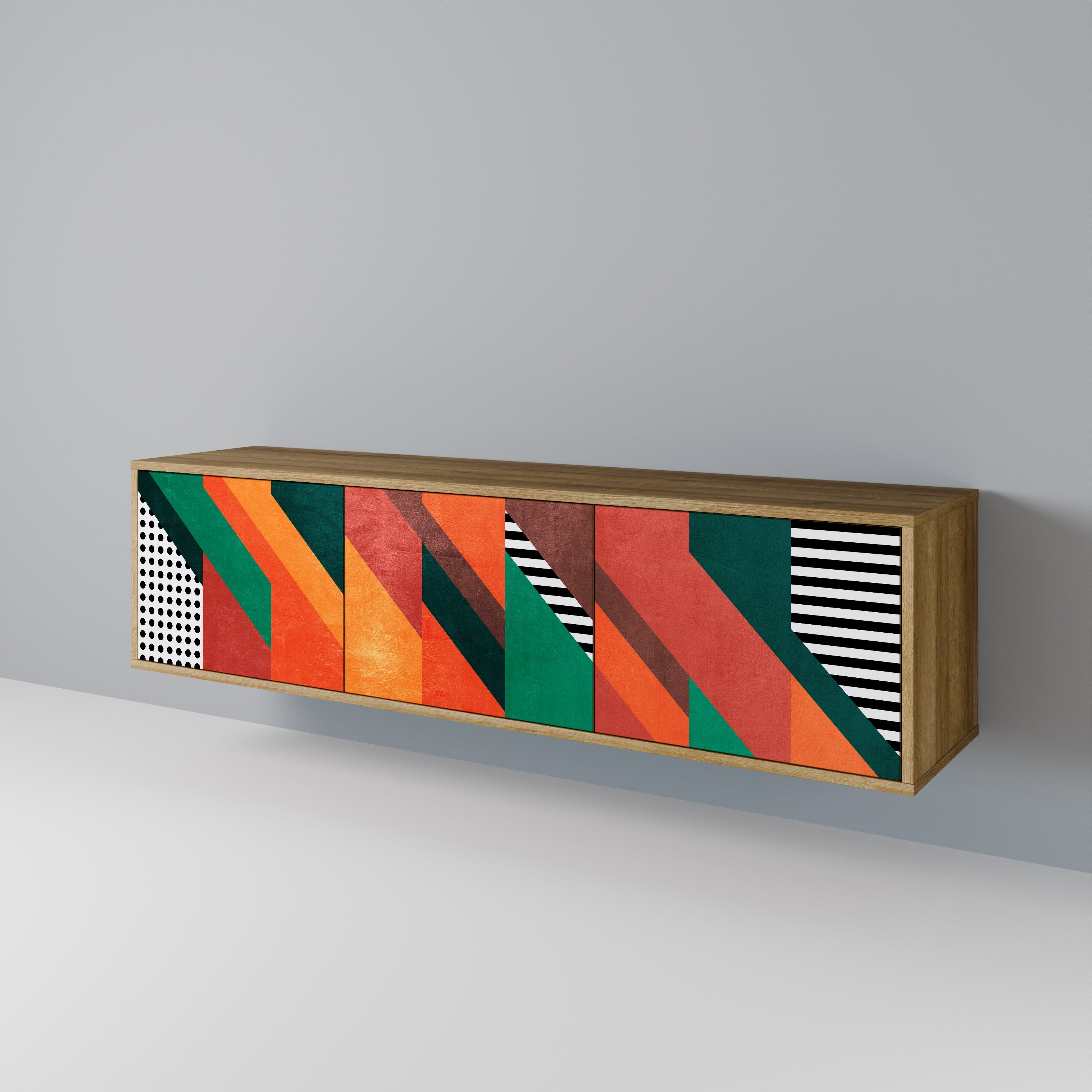 MAKESHIFT ARTISTRY TV-Lowboard mit 3 Türen in Eiche-Optik