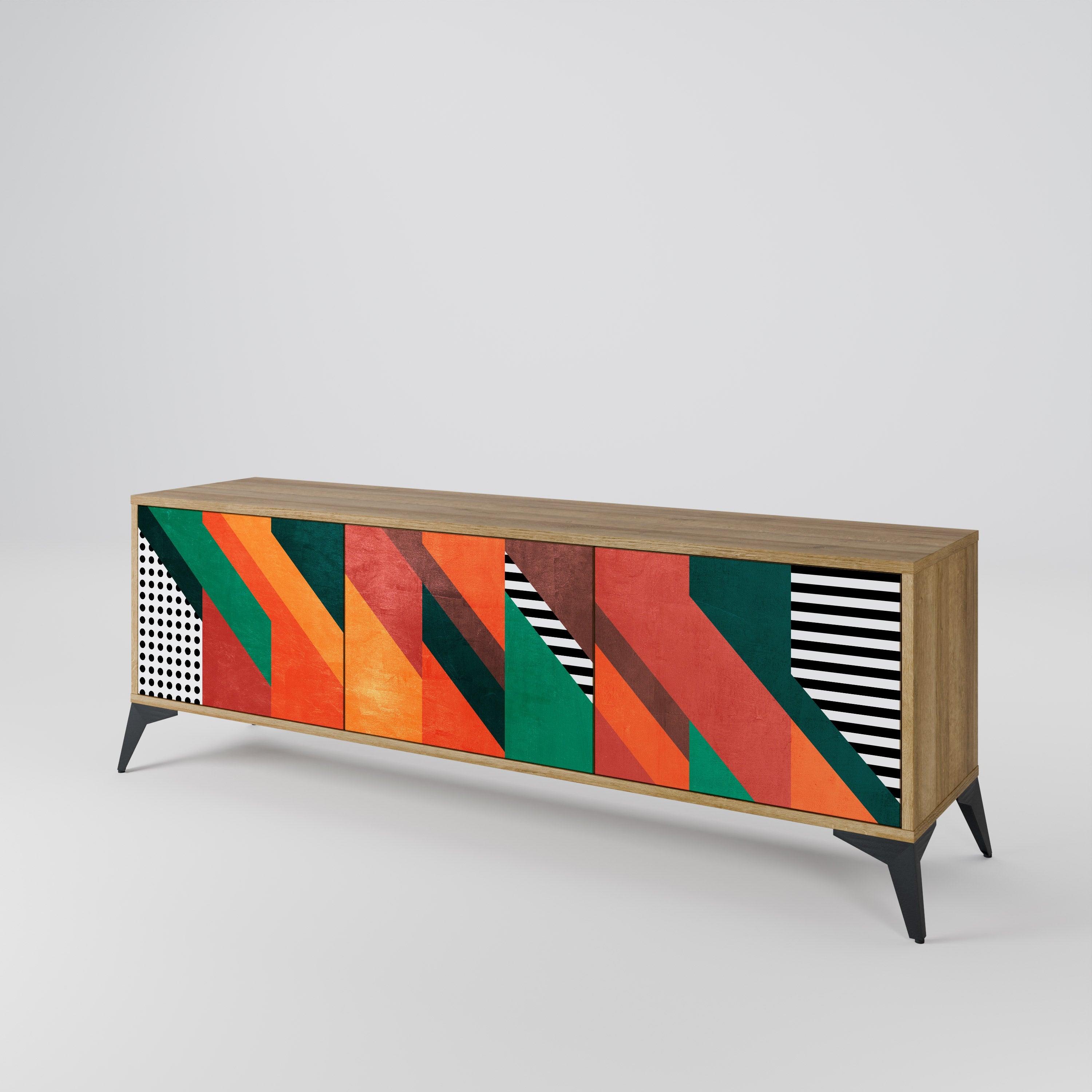 MAKESHIFT ARTISTRY TV-Lowboard mit 3 Türen in Eiche-Optik