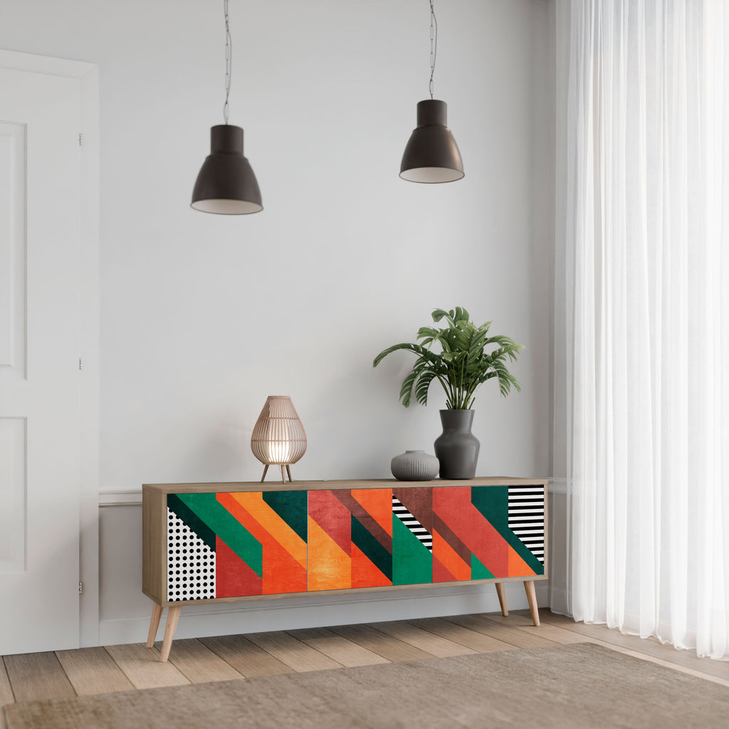 MAKESHIFT ARTISTRY TV-Lowboard mit 3 Türen in Eiche-Optik