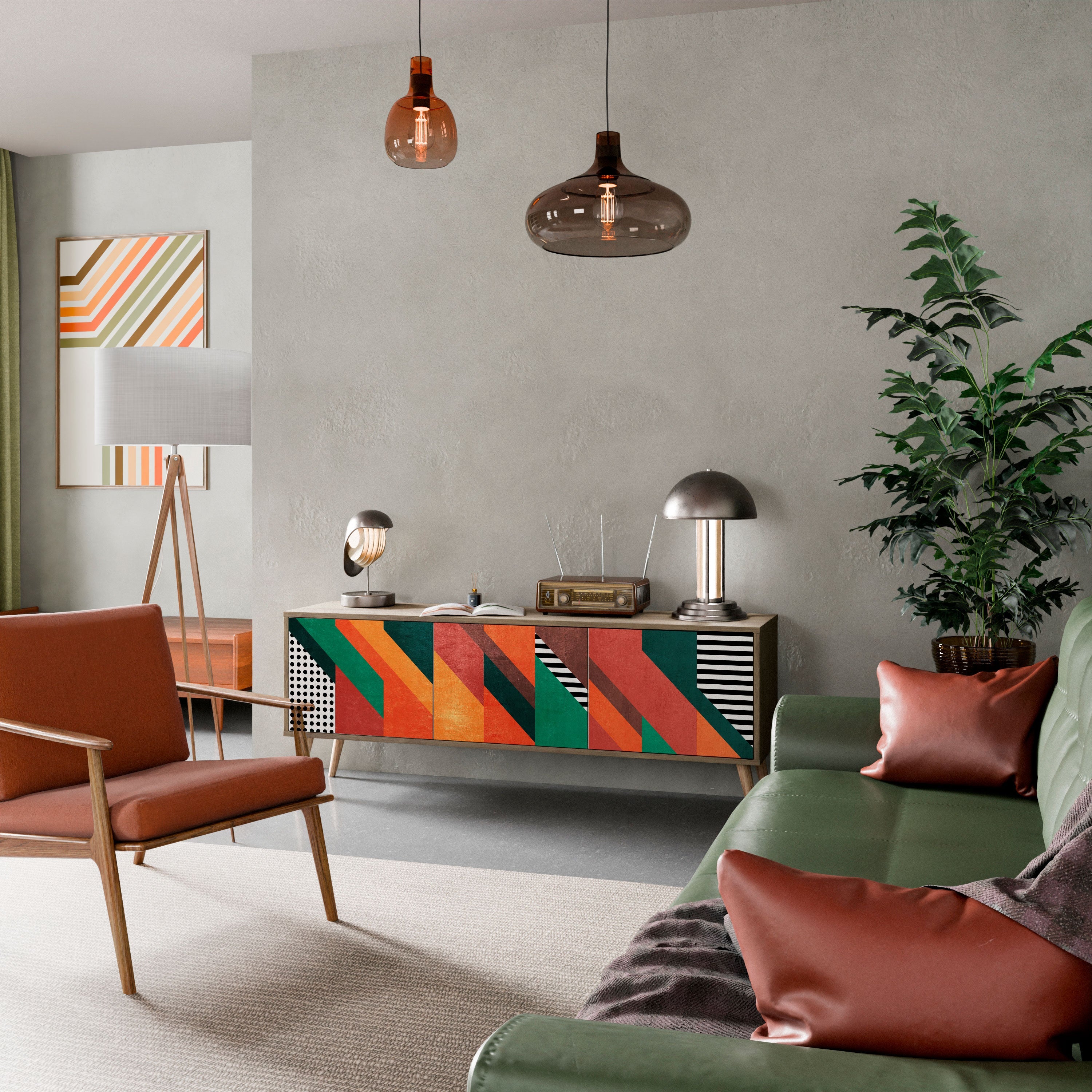 MAKESHIFT ARTISTRY TV-Lowboard mit 3 Türen in Eiche-Optik