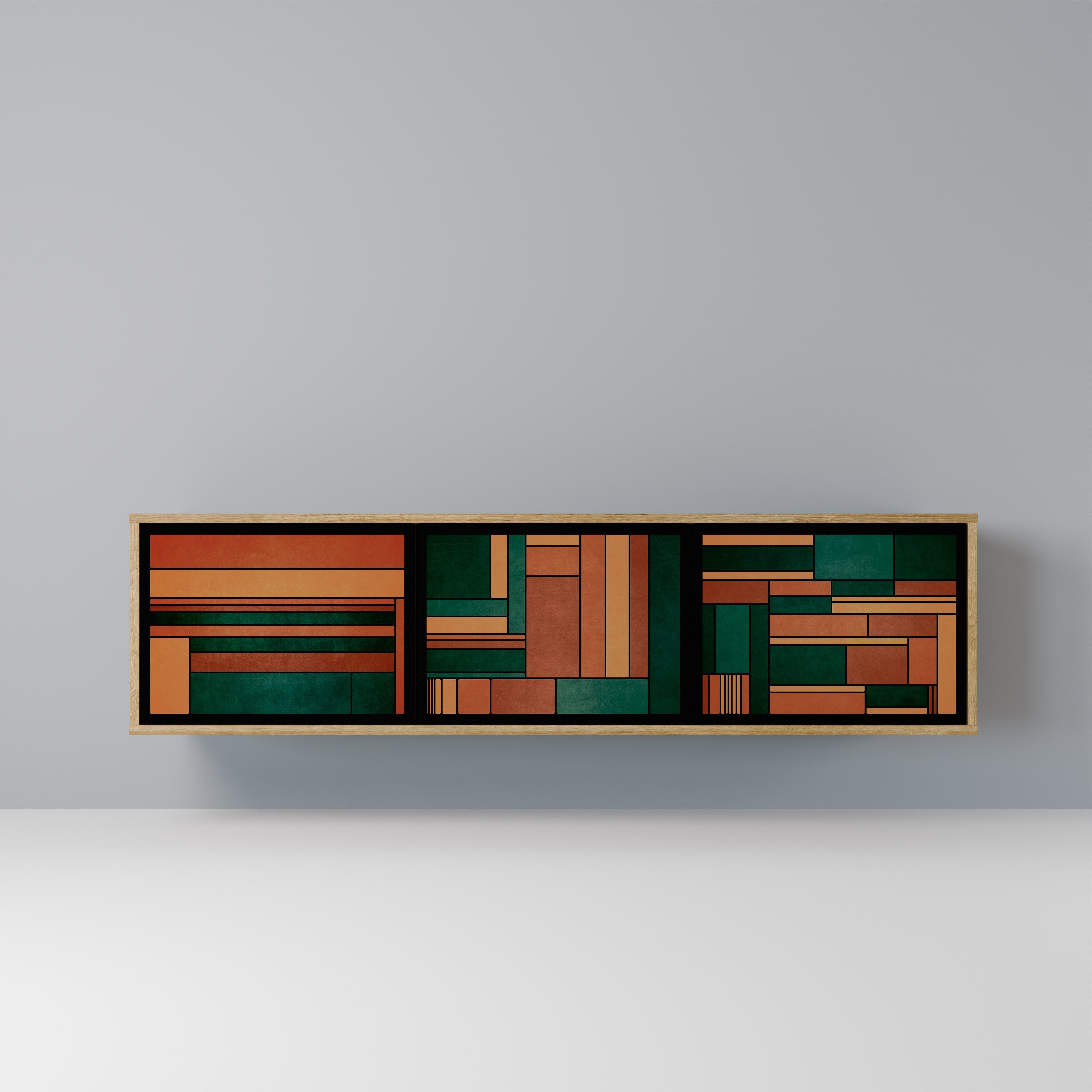 EARTHY FIGURES TV-Lowboard mit 3 Türen in Eiche-Optik