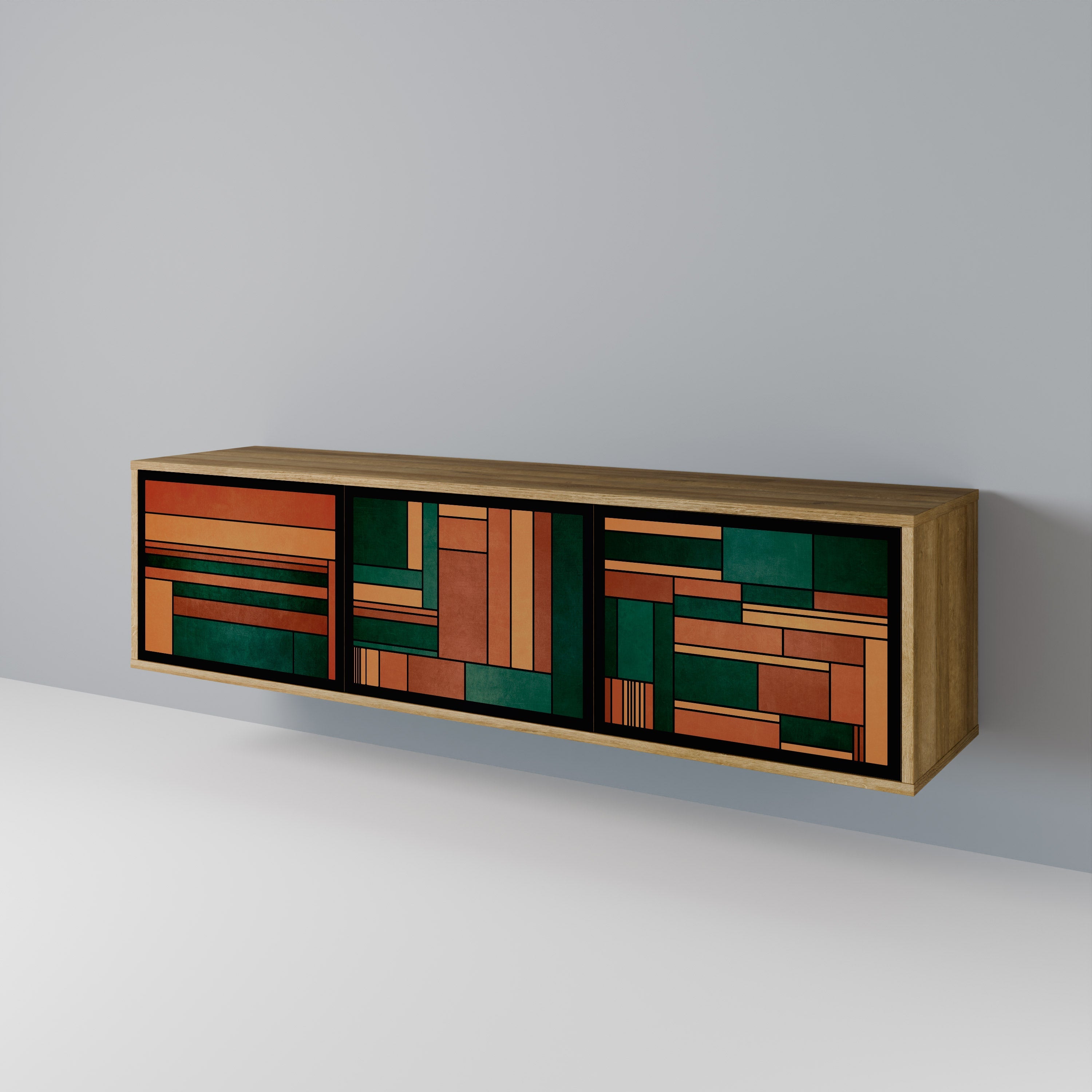 EARTHY FIGURES TV-Lowboard mit 3 Türen in Eiche-Optik