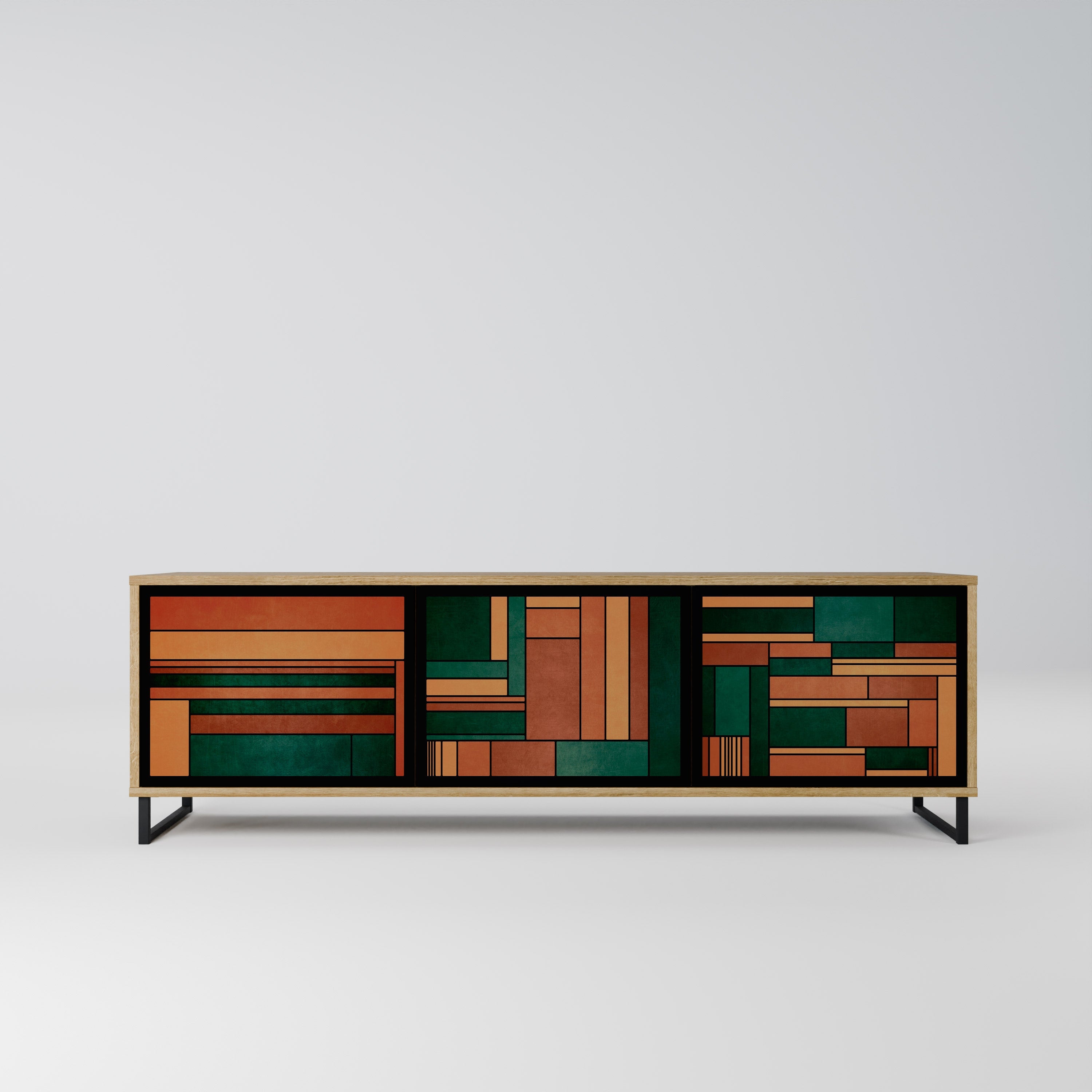 EARTHY FIGURES TV-Lowboard mit 3 Türen in Eiche-Optik