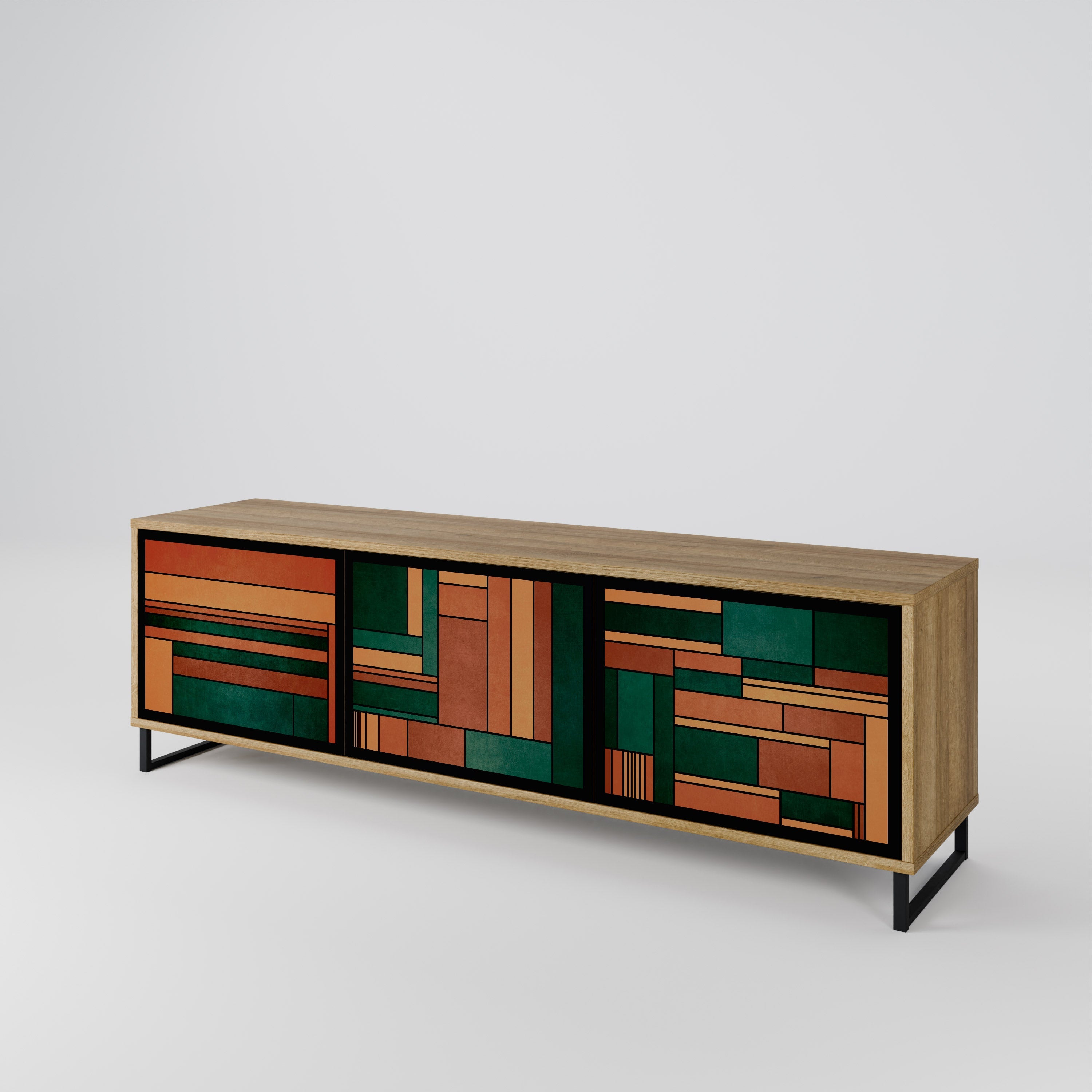 EARTHY FIGURES TV-Lowboard mit 3 Türen in Eiche-Optik